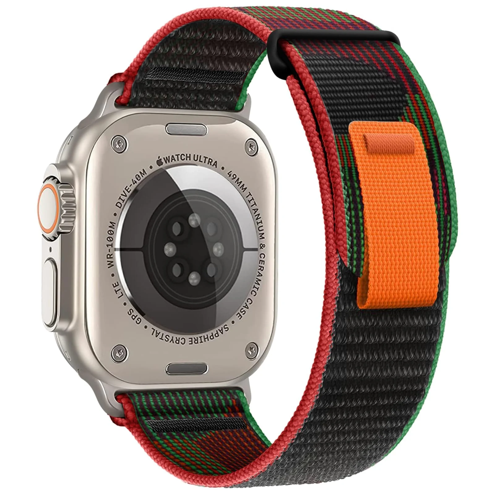 DL3 Mobilak Trail/Alpine Loop Nylon Band Compatible with Apple Watch Ultra 2/Ultra Band 49mm 45mm 44mm 42mm, Adjustable with Metal C-Hook Strap for iWatch Ultra Series 9/8/7/6/5/4/3/2/1/SE2/SE - Black Unity