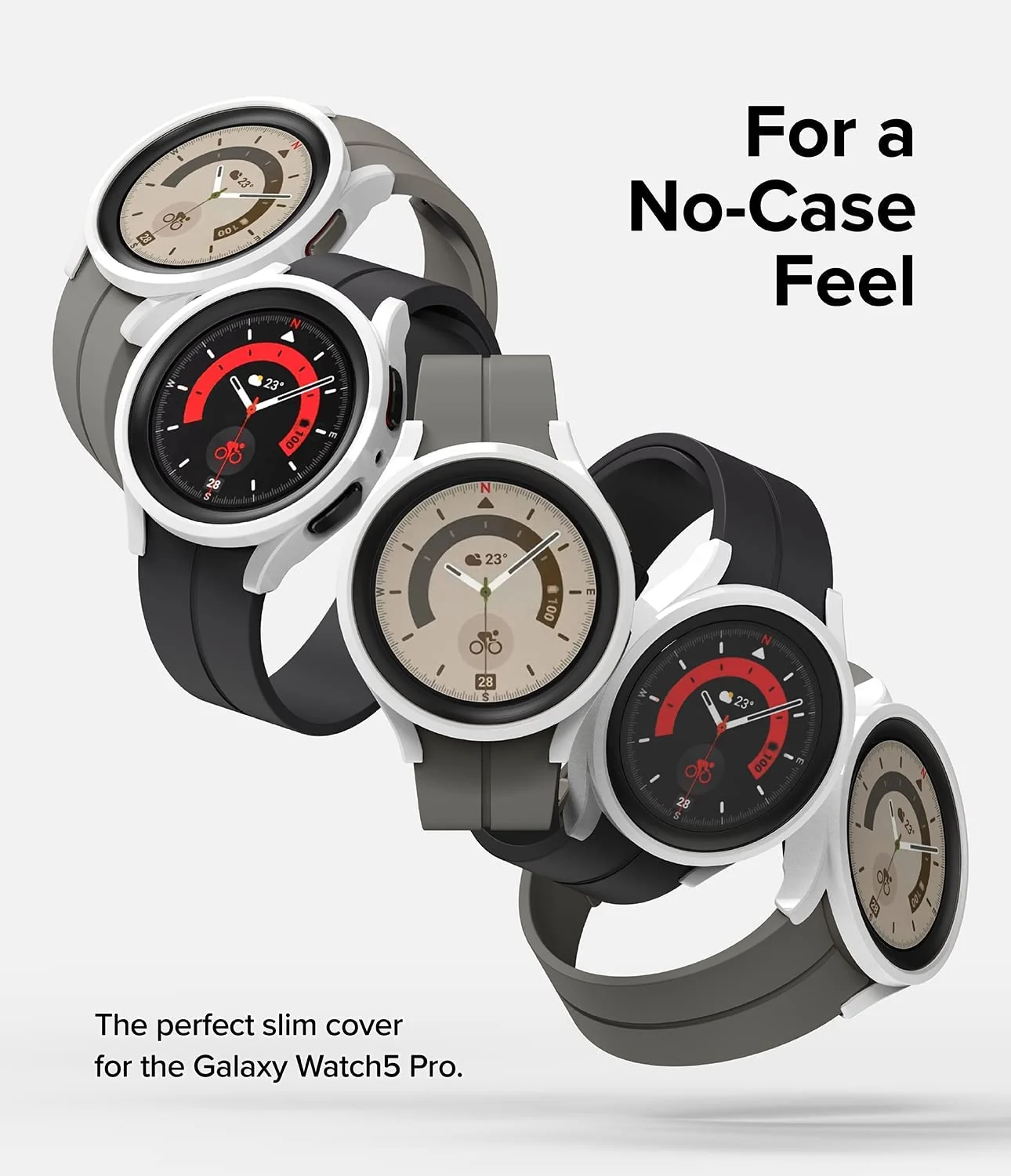 DL3 Mobilak Protective Case Compatible with Samsung Galaxy Watch 5 Pro 45mm 9H Hardness PC Case Bumper Full Slim Protective Cover with Tempered Glass For Samsung Galaxy Watch5 Pro 45mm - White
