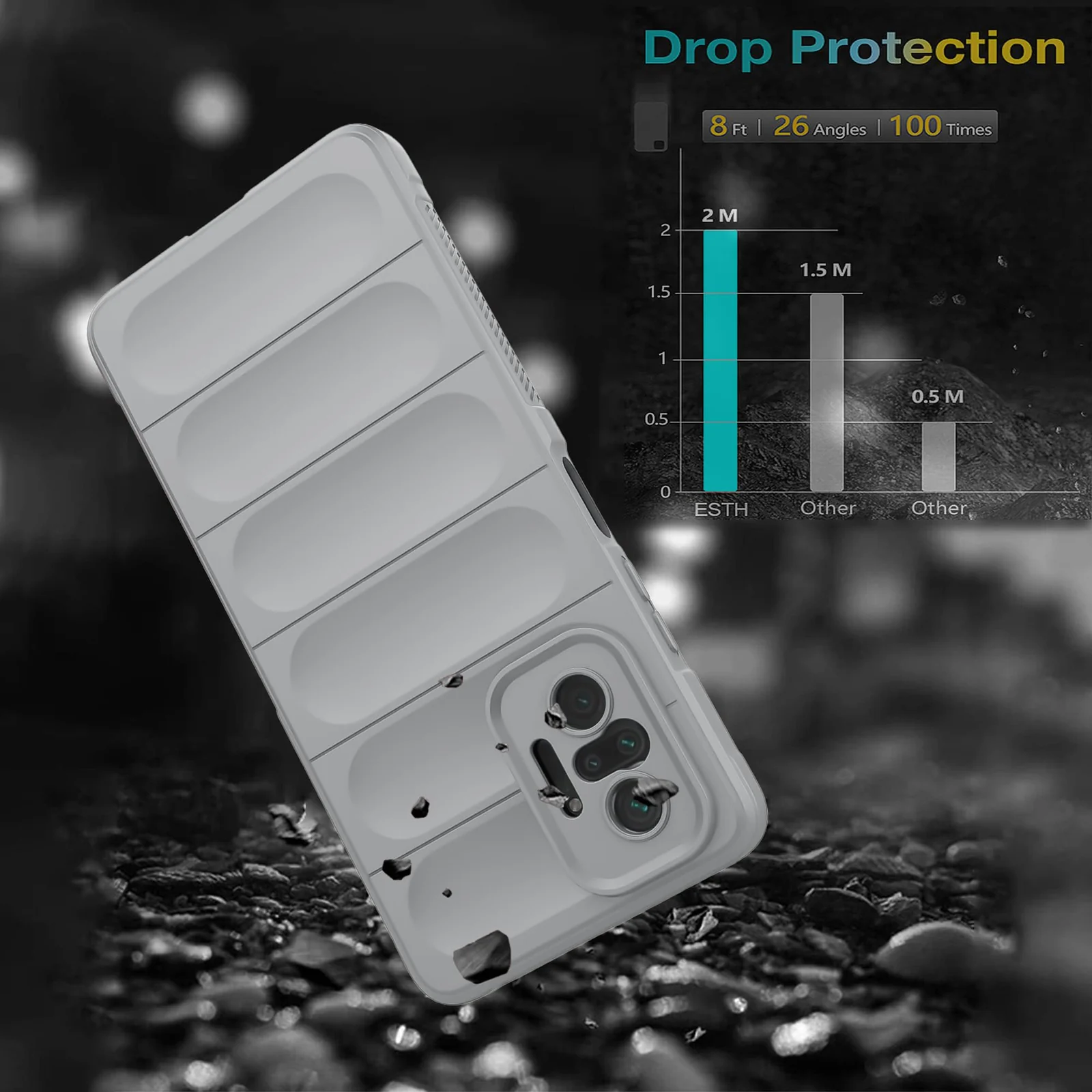 DL3 Mobilak Flexible Silicone and TPU Protective Case with Camera Protection for Xiaomi Redmi Note 10 Pro / Note 10 Pro Max - Gray