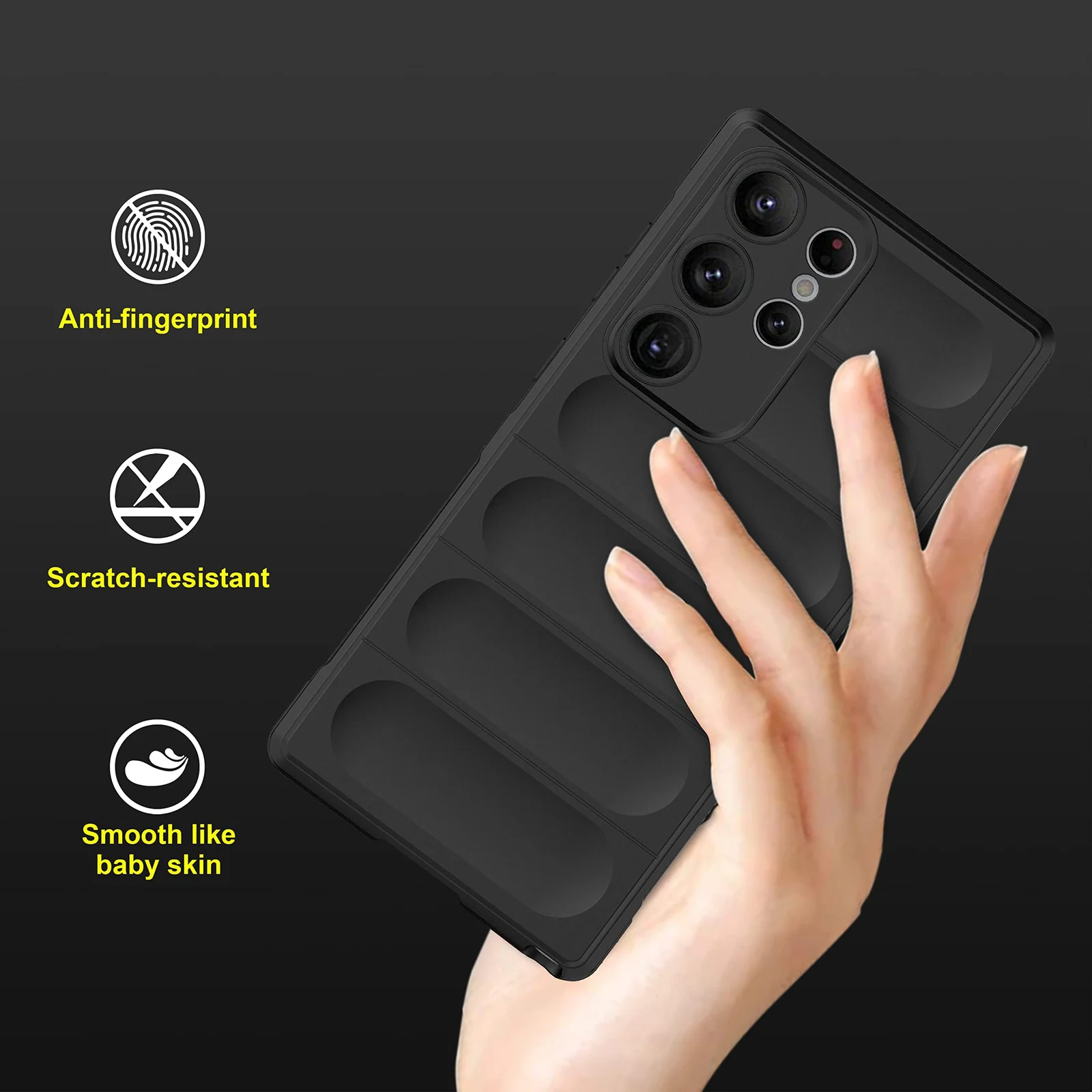 DL3 Mobilak Silicone Case for Samsung Galaxy S23 Ultra Heavy Duty Protective [Slim Fit] Shockproof Soft Flexible Protective Design Shock-Absorption TPU Cover With Camera Protection - Black