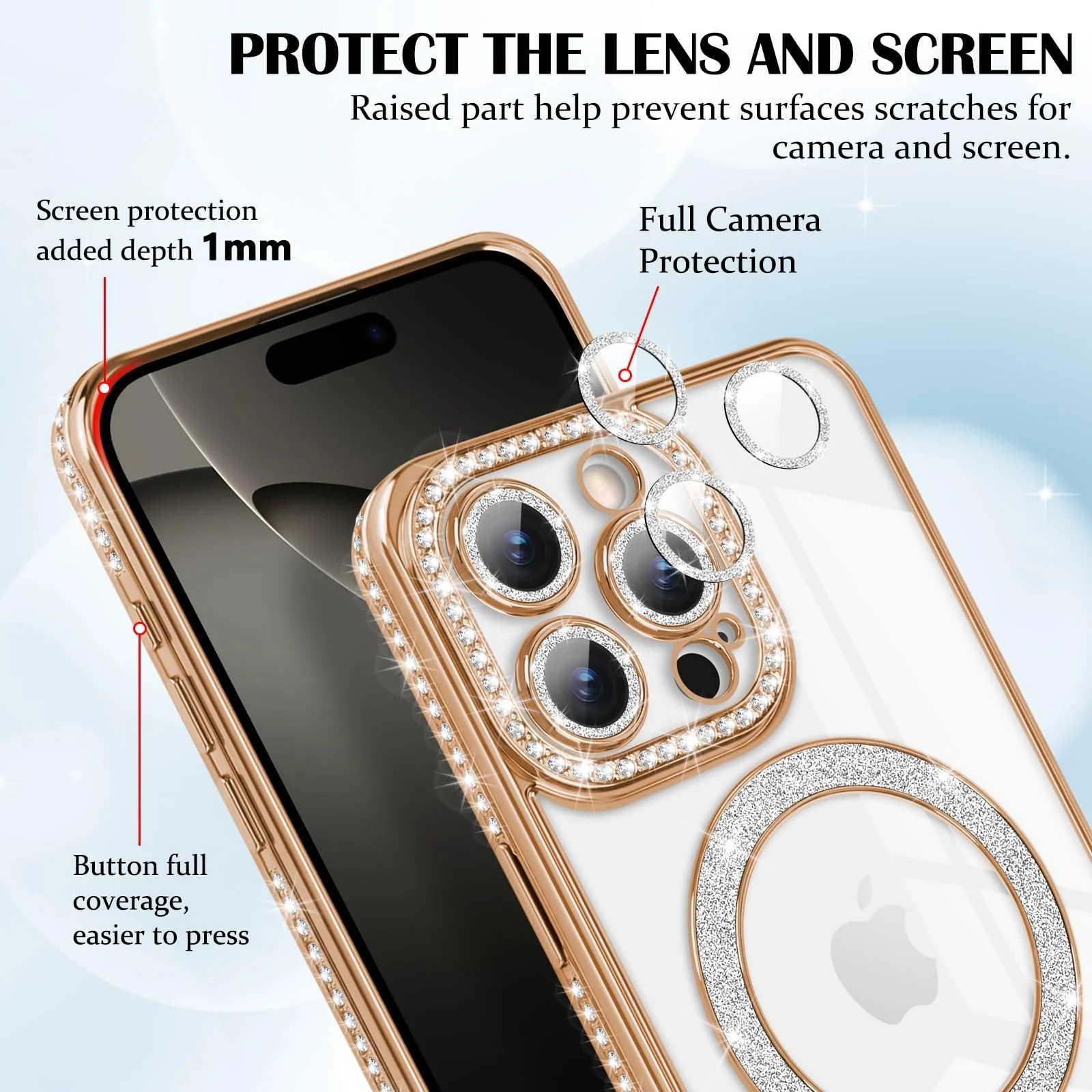 DL3 Mobilak MagSafe-Compatible Magnetic Case for iPhone 16 Pro Max with Camera Protection and Magnetic Car-Mount Support - Gold