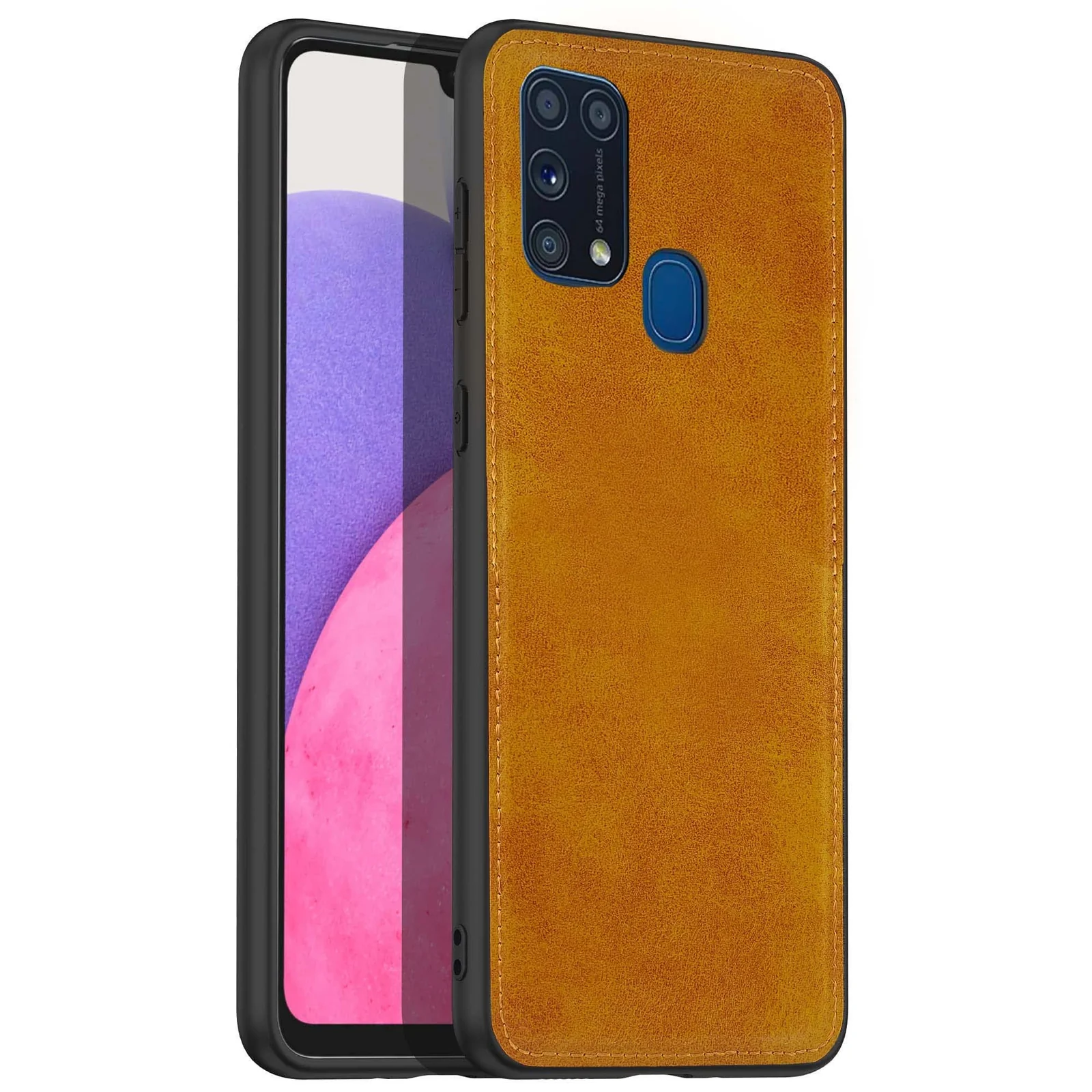 Dl3 Mobilak Case for samsung galaxy M31 Leather Case,Anti-Drop, Anti-Shock, Non-Slip Texture,Simple Cell Phong Cover (Brown)