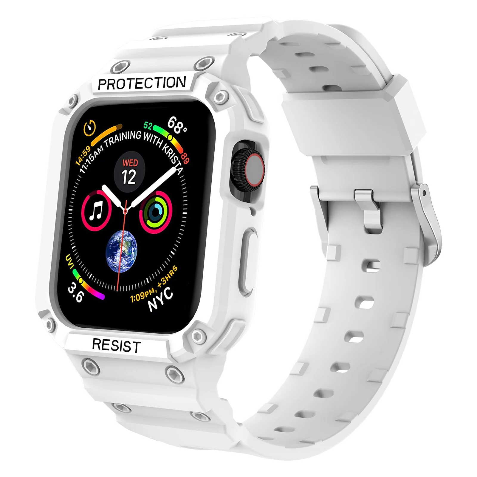 Dl3 Mobilak Compatible With Apple Watch Band Ultra 2/1 49MM with Bumper Case, Rugged Men Bands for iWatch Ultra 2 / Ultra 49MM, Sport Military Protector Drop-proof Shockproof (White)