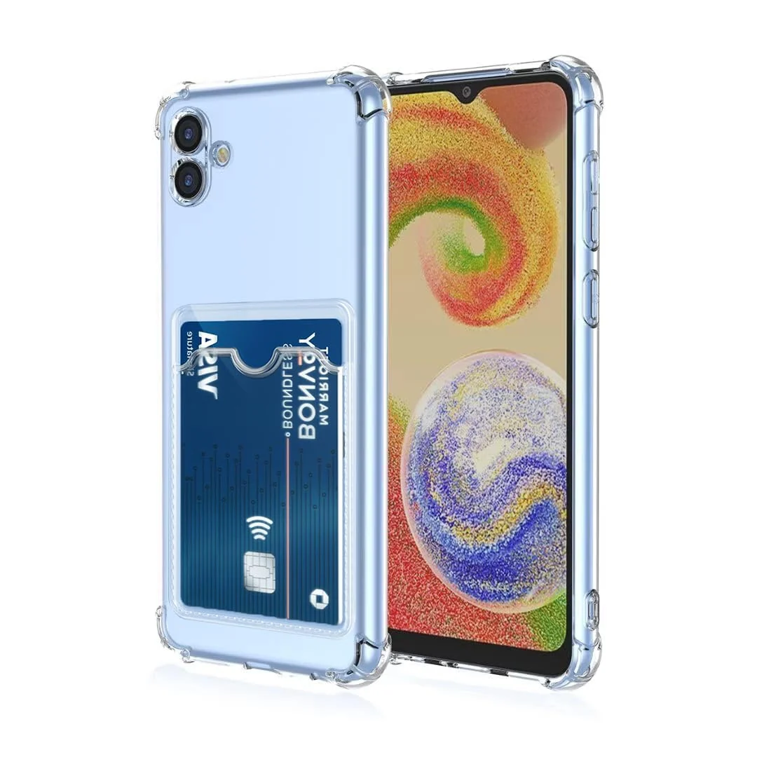 DL3 Mobilak Wallet Phone Case for Samsung Galaxy A04 Case 6.5 inch Upgrade Card Slot Case Slim Fit Protective Soft TPU Shockproof Cover with Cute Card Holder - Transparent