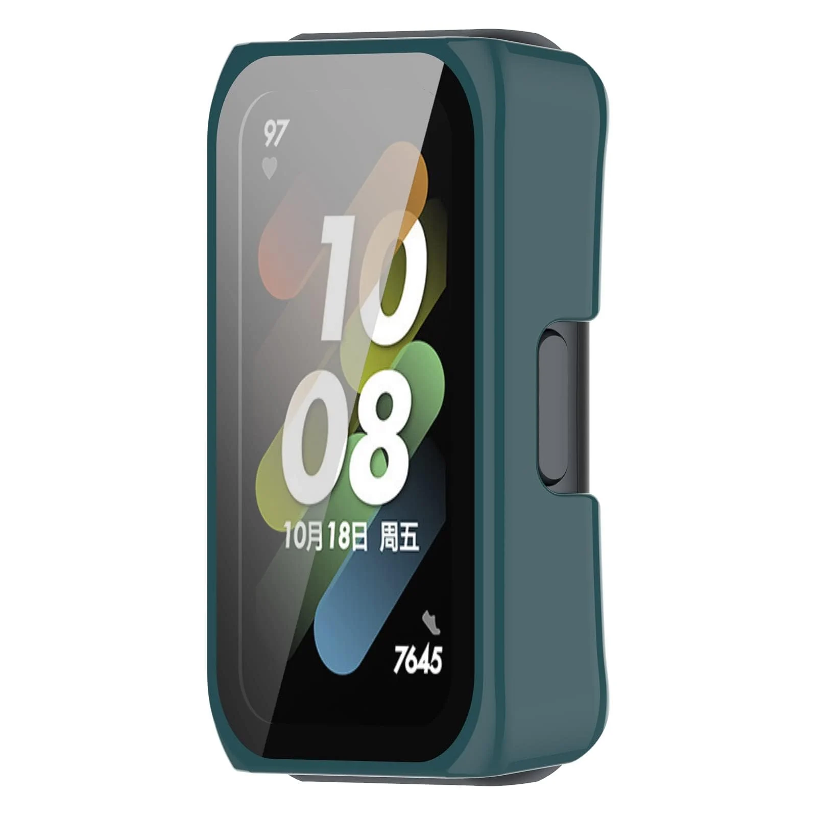 DL3 MOBILAK Full-Coverage Watch Case with Tempered Glass for Huawei Band 6 / Honor Band 6 / Band 7, Green