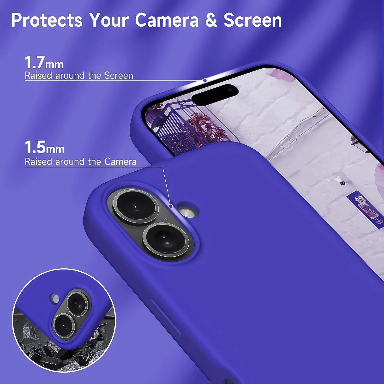 DL3 Mobilak Liquid Silicone Protective Case with Soft Microfiber Lining for iPhone 16 - Pepsi