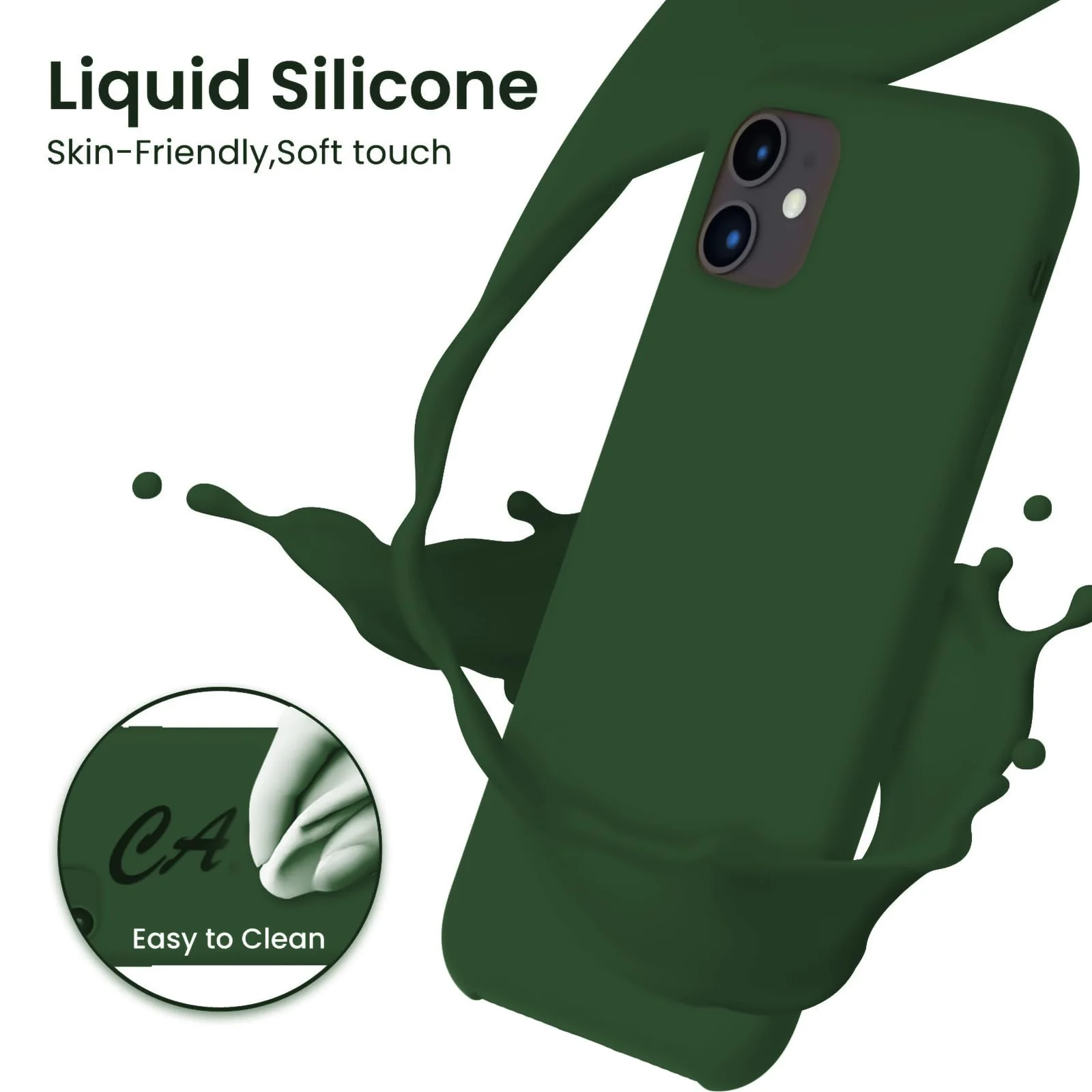 DL3 Mobilak Liquid Silicone Protective Case for iPhone 11 (6.1 Inch) with Camera Protection and Microfiber Lining - Green