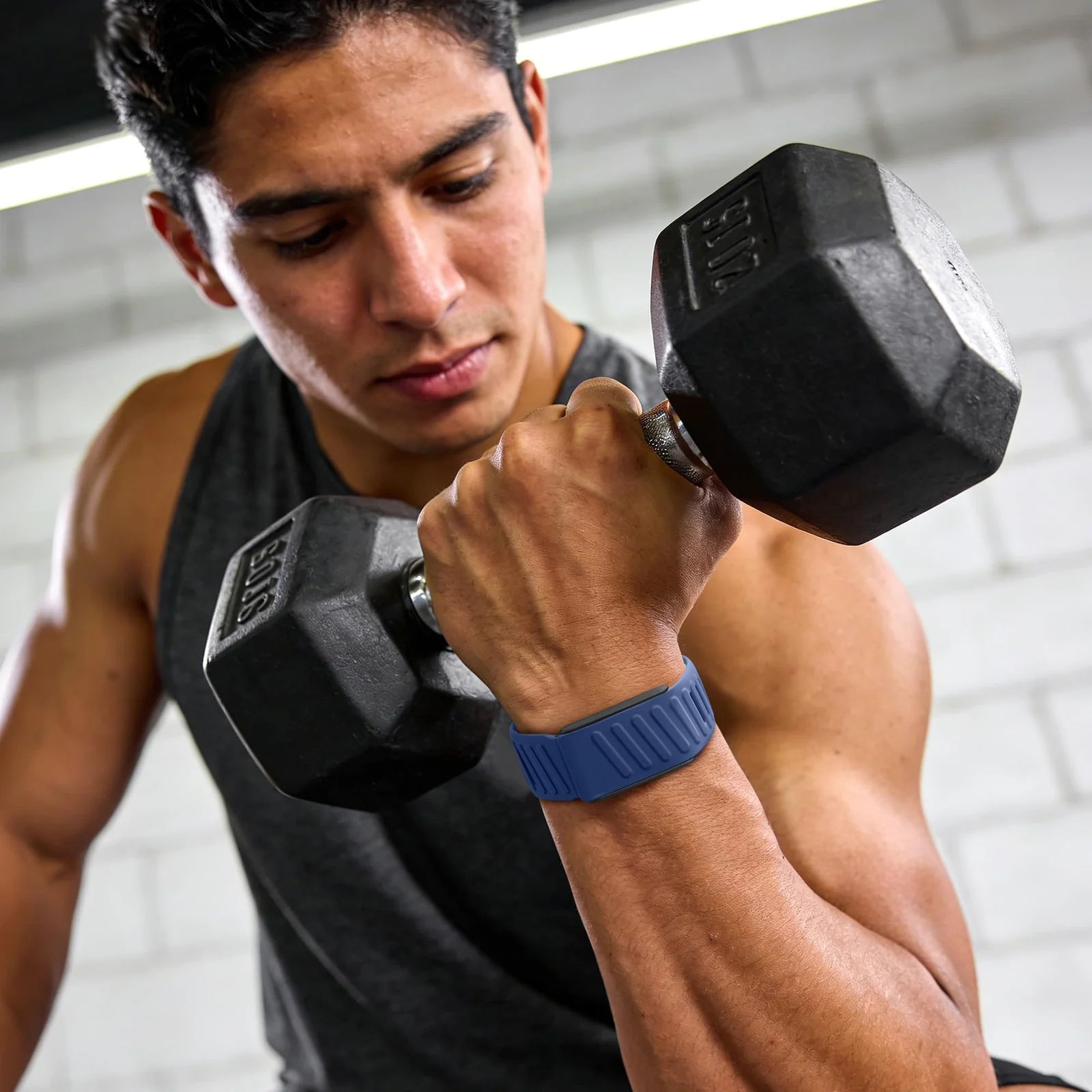 MOBIGON Breathable Silicone Sport Strap for WHOOP 5.0 One / Peak (Not Life), Navy Blue