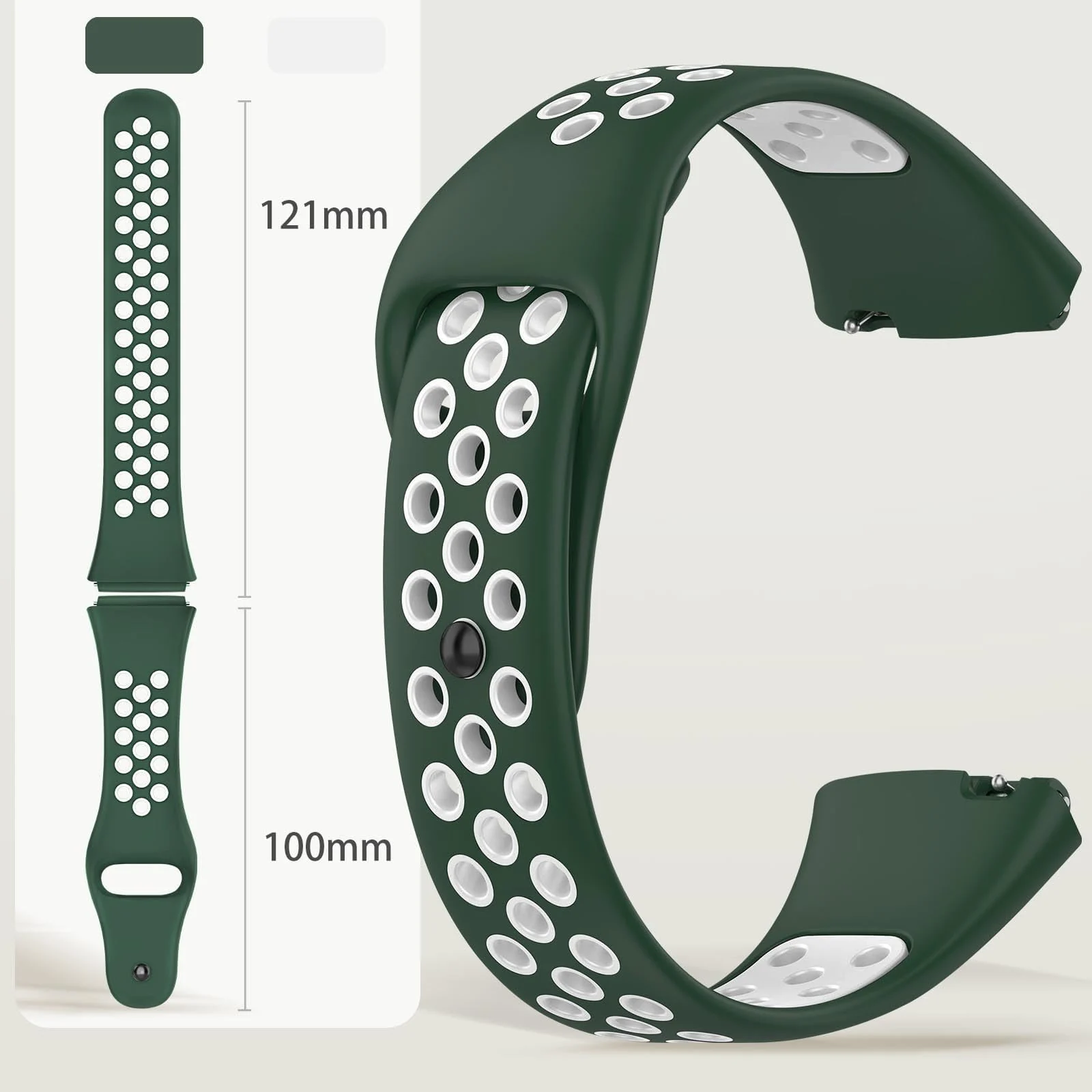 DL3 Mobilak Strap Silicone Compatible With Xiaomi Redmi Watch 3 Active/Redmi Watch 3 Lite, Sport Silicone Watch Band Wrist Strap, Bracelet Wristband Wrist Strap - Green White