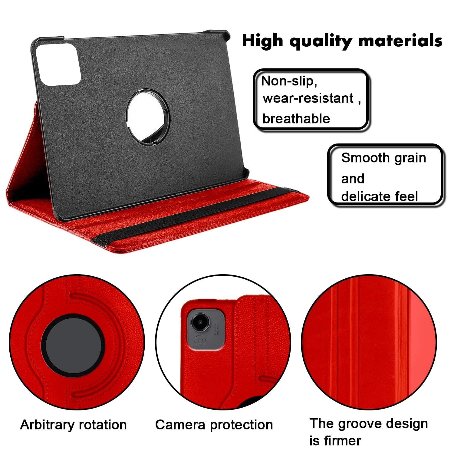 DL3 Mobilak Protective Cover for Honor Pad X9a 11.5 inch, 360° Rotatable Smart Stand, Leather Folio Flip Cover with Multi-Angle Viewing, Auto Wake Sleep - Red