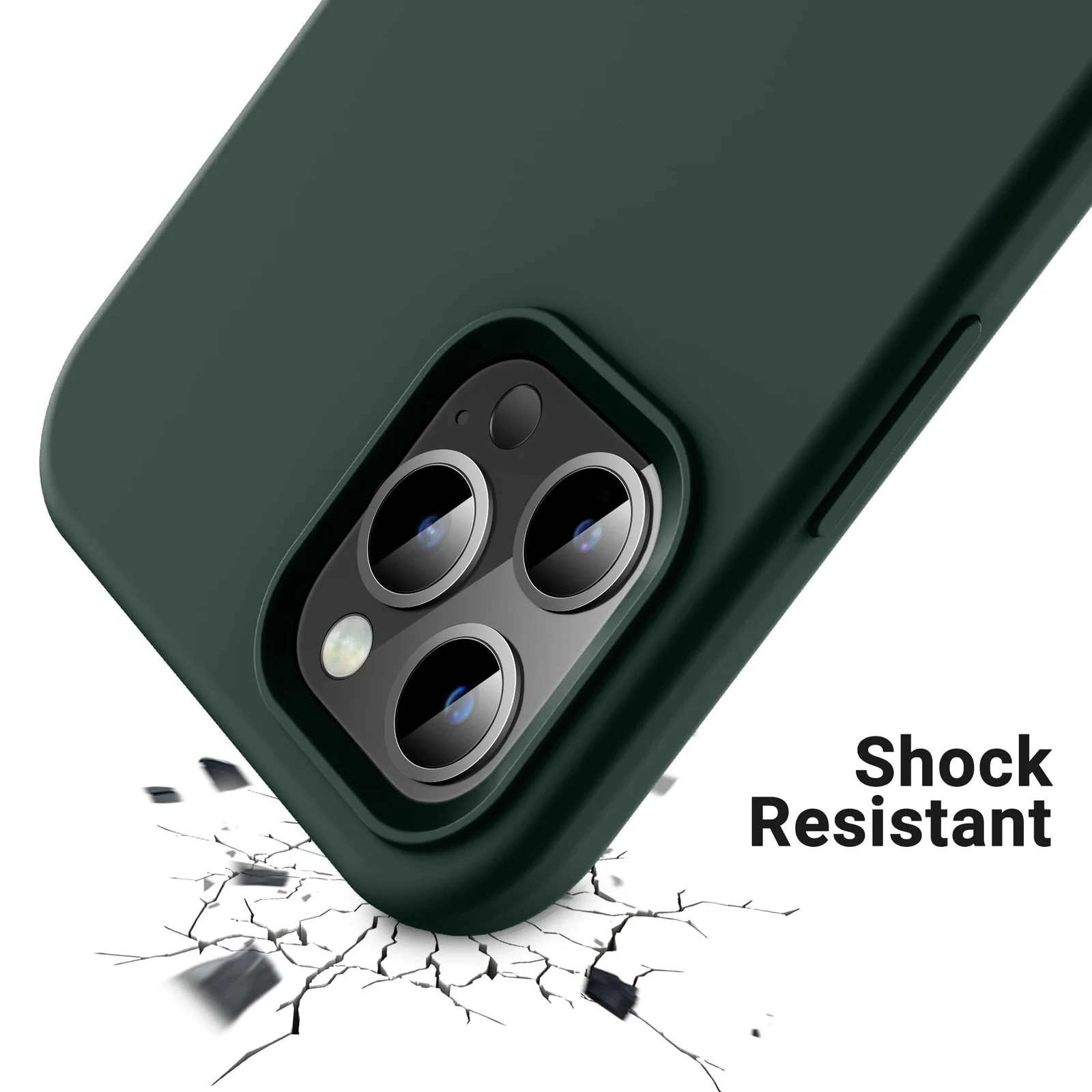 DL3 Mobilak Liquid Silicone Protective Case for iPhone 15 Pro Max with Camera Protection and Microfiber Lining - Oil Green