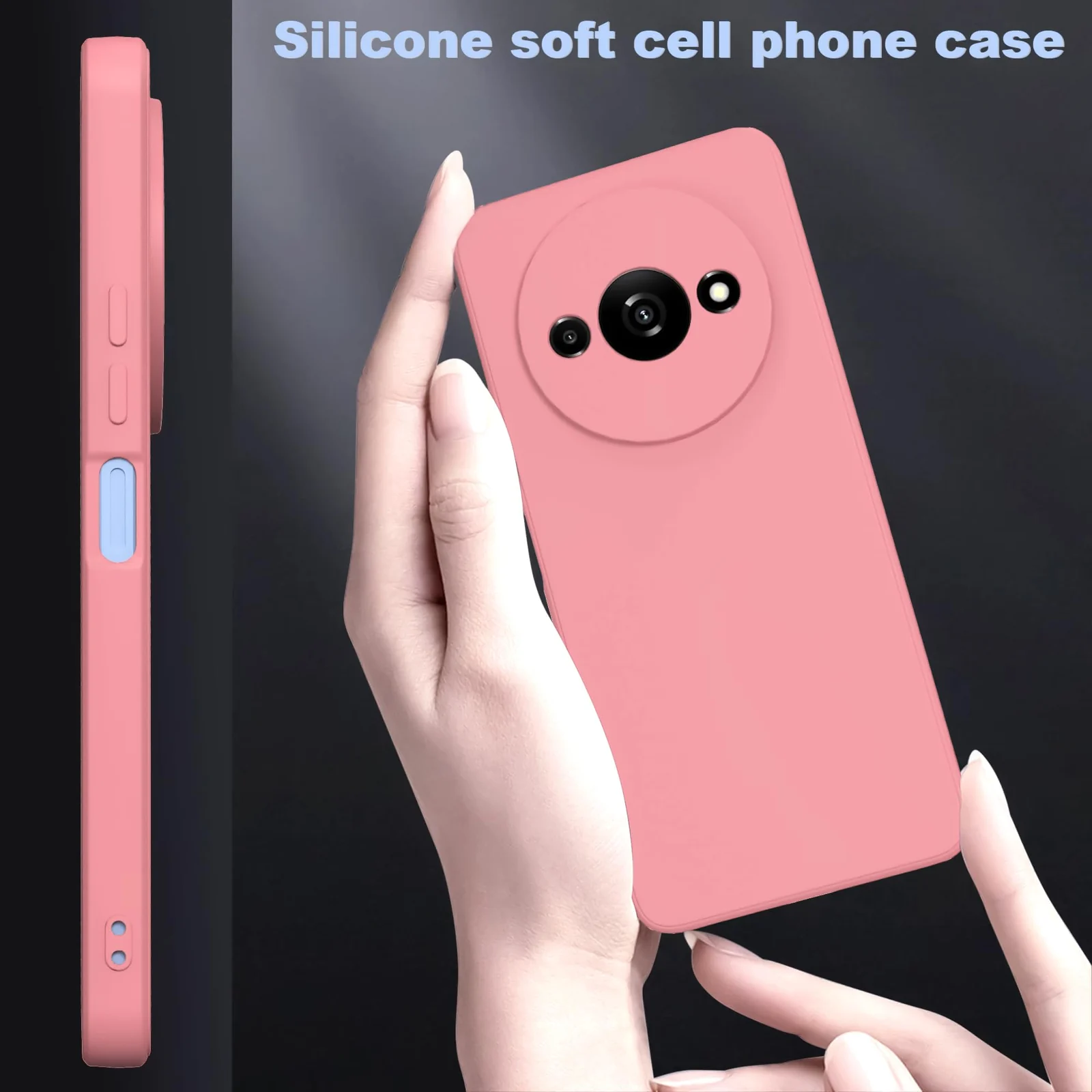 DL3 Mobilak Xiaomi Redmi A3 Case, Soft Flexible Liquid Silicone Gel Rubber Bumper Cover, Full Body Shockproof Protective Phone Case - Pink