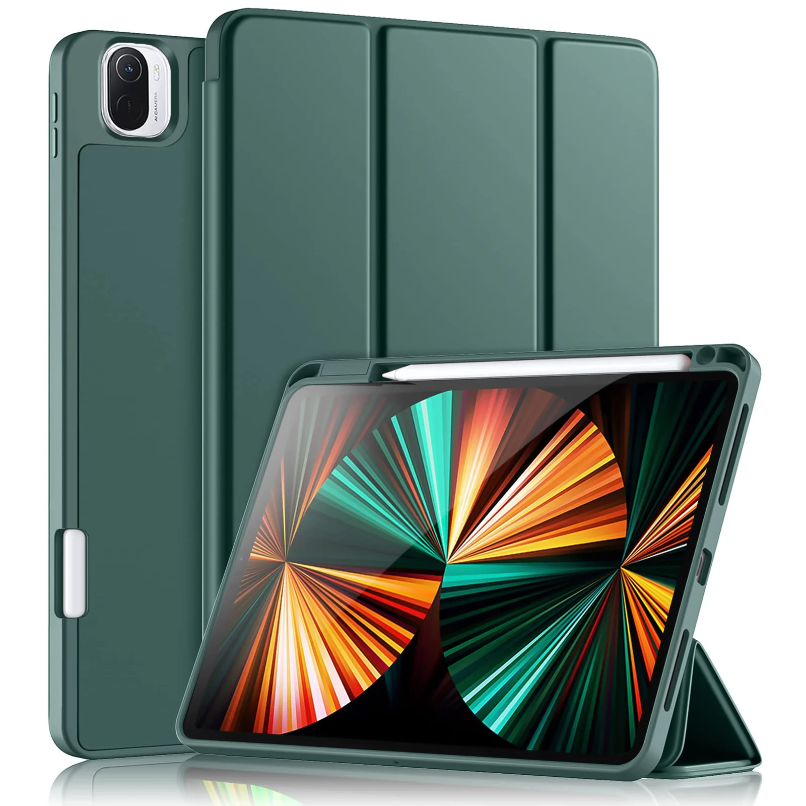 DL3 Mobilak Smart Case for Xiaomi Pad 5 / Xiaomi Mi Pad 5 Pro 11.0 inch 2021 with Pencil Holder, Soft TPU Smart Stand Back Cover Auto Wake/Sleep Feature - Green