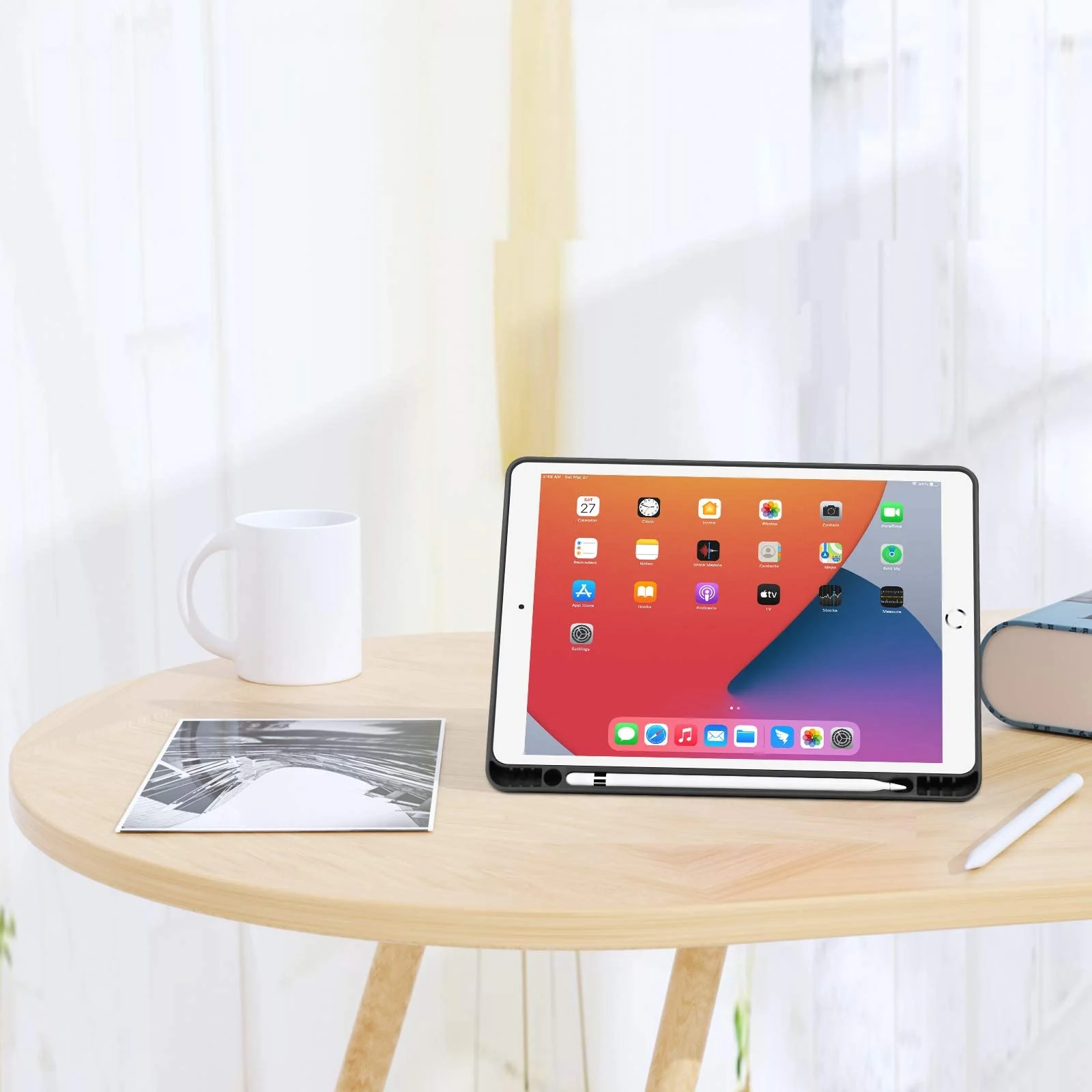DL3 Mobilak iPad 9th/ 8th/ 7th Generation, Case for iPad 10.2-Inch 2021/2020/ 2019 with Pencil Holder, iPad 7th Gen 2019 Case with Soft Baby Skin Silicone Back, Auto Wake/Sleep Cover - Black