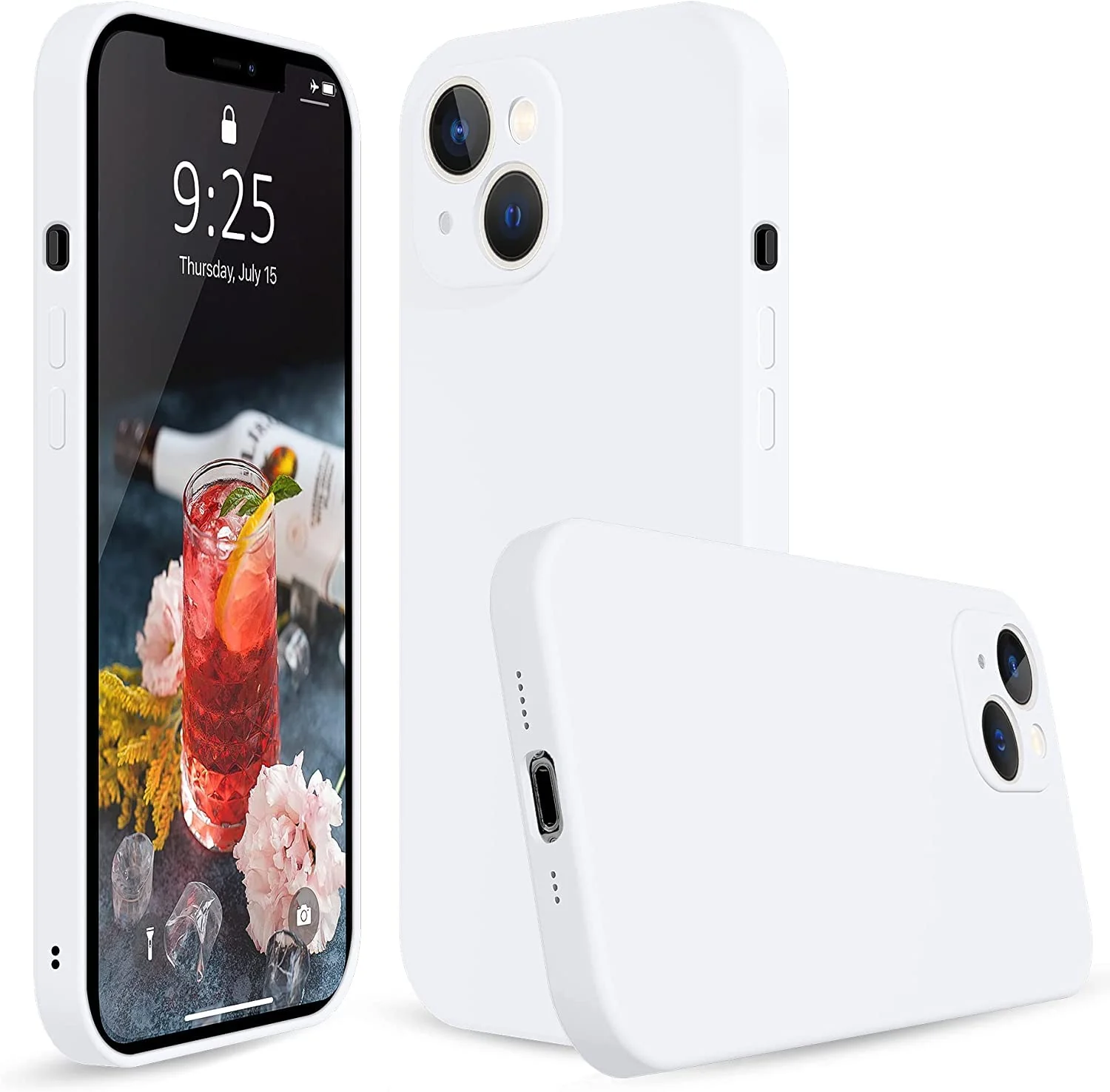 DL3 Mobilak Liquid Silicone Case for iPhone 13 (6.1 Inch), Shock-absorbing protection, Scratch-resistant surface, Soft microfiber lining - White