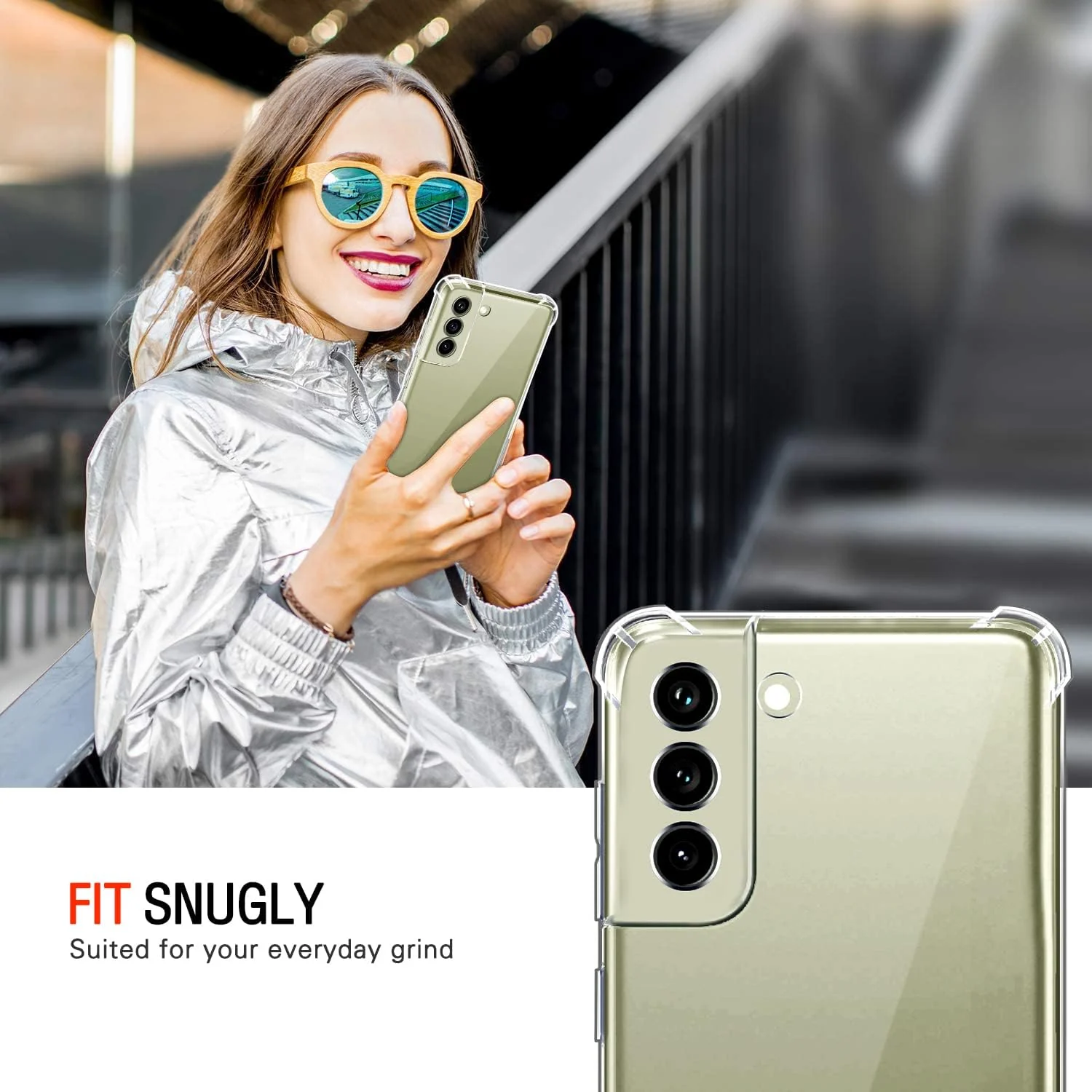 DL3 MOBILAK Case Compatible with Samsung Galaxy S21 Plus, Cover SiliconeTransparent TPU Gorilla Anti-shock Protector Camera Shockproof Corners - Clear