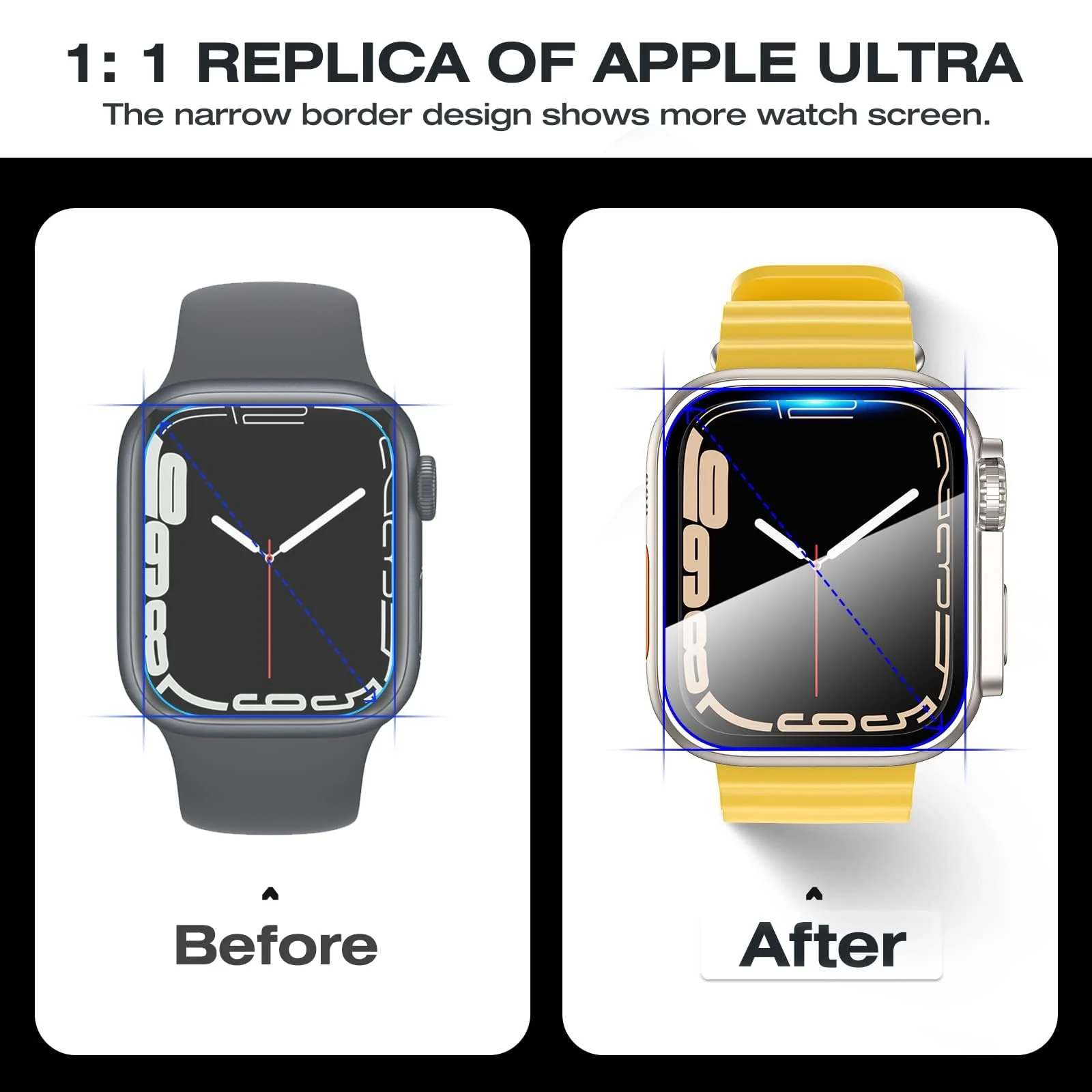 DL3 Mobilak for Apple Watch 44mm Screen Protector Case, [Looks Like Ultra Protector Case] Built-in Tempered Glass Screen Unique Design Case Cover for iWatch 44mm Series 6/5/4/SE2/SE - Starlight