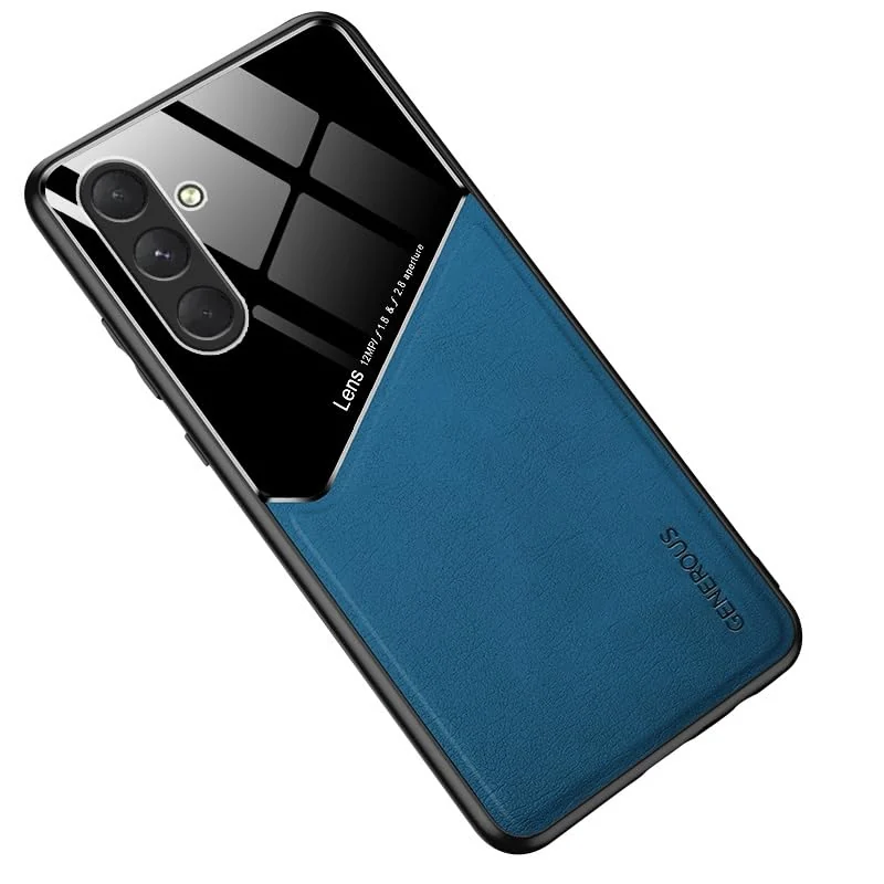 DL3 Mobilak Faux Leather and Plexiglass TPU Case for Samsung Galaxy S24 Plus with Magnetic Car-Mount Support and Shockproof Design