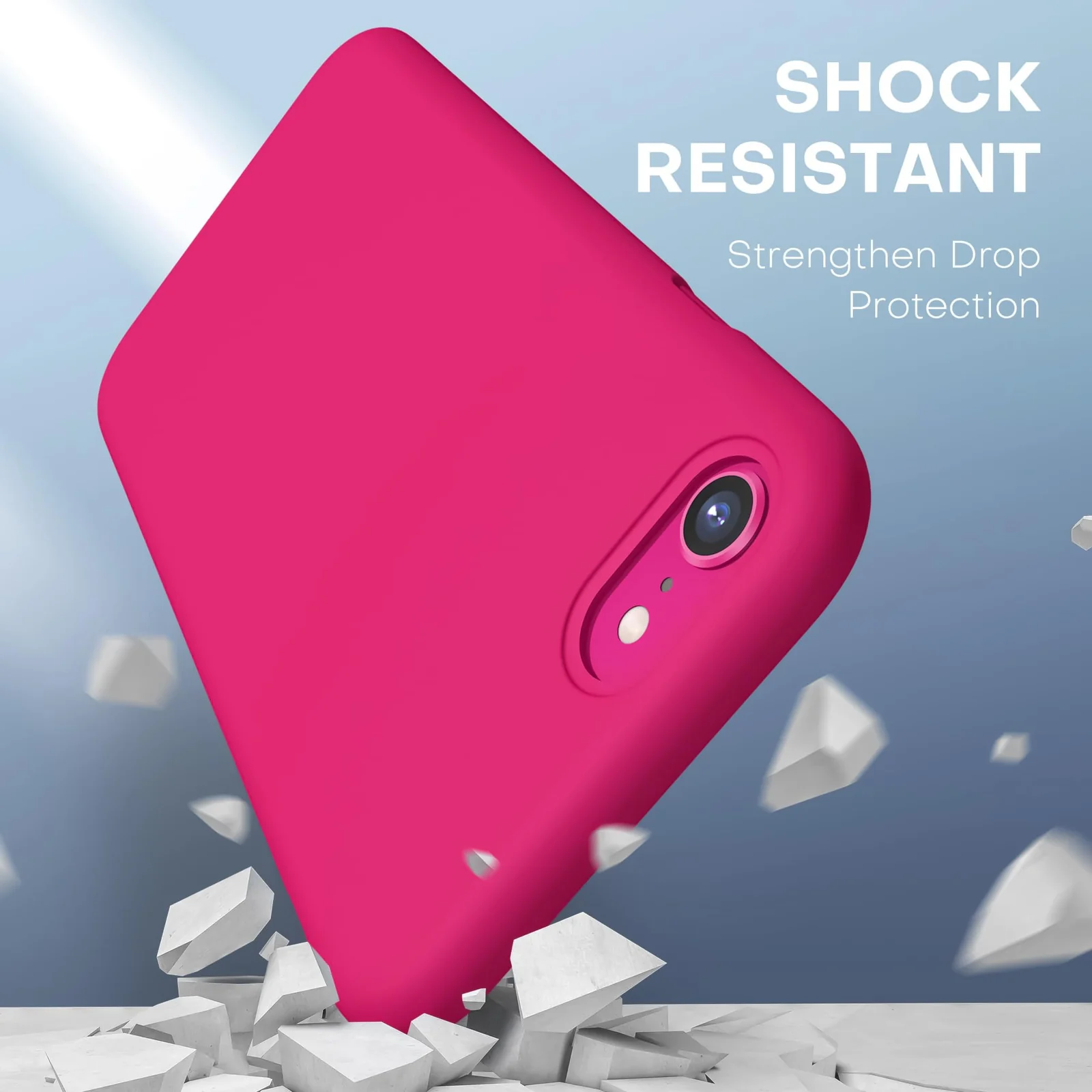 DL3 Mobilak Liquid Silicone Protective Case for iPhone SE 2022, SE 2020, iPhone 7, iPhone 8 with Camera Protection and Microfiber Lining - Neon Pink