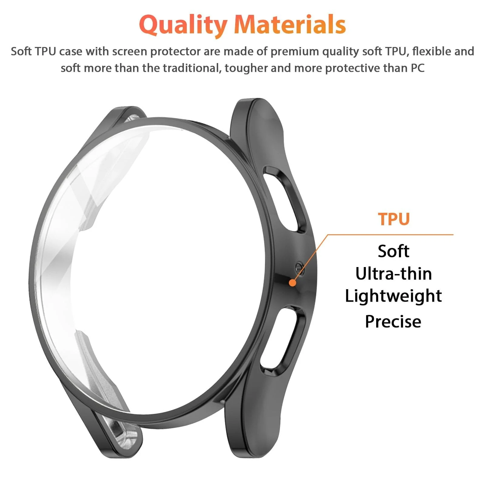 DL3 Mobilak Dal3 Mobile Protective Case Compatible with Samsung Galaxy Watch 4 44mm 2021 and Watch 5 2022 All-Around Screen Slim Design Soft TPU Shockproof - Black