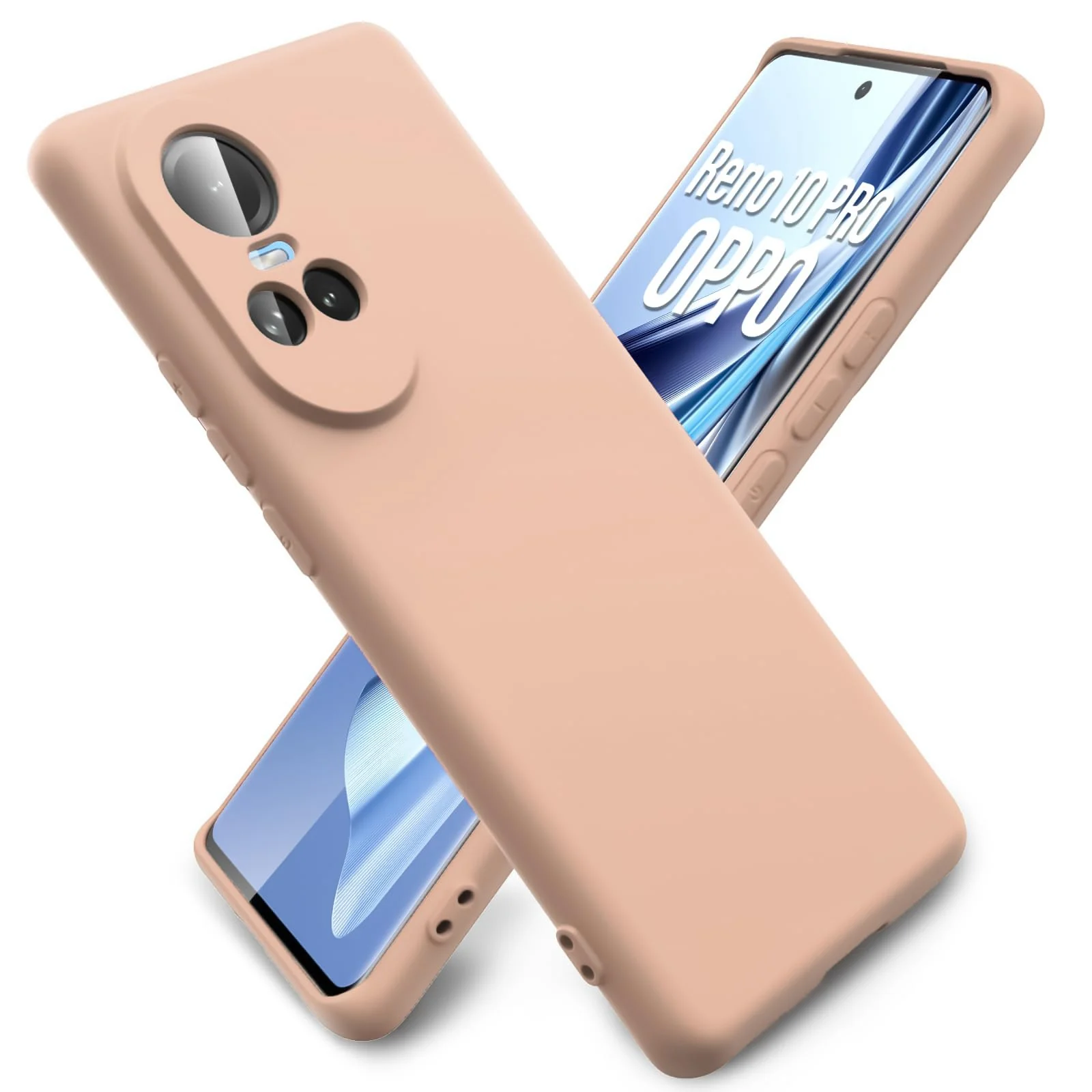 DL3 Mobilak Liquid Silicone Protective Case with Soft Microfiber Lining with Full Camera Protection for OPPO Reno 10 5G / OPPO Reno 10 Pro 5G - Light Orange