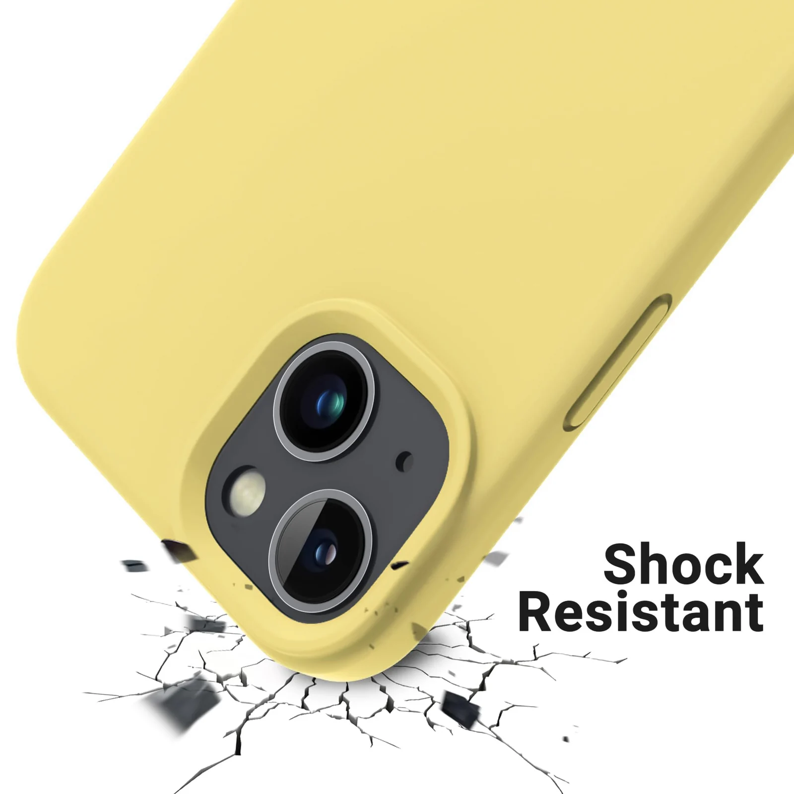 DL3 Mobilak Liquid Silicone Case for iPhone 15 Plus / iPhone 14 Plus, Supports wireless charging, Shock-absorbing protection, Scratch-resistant surface - Yellow