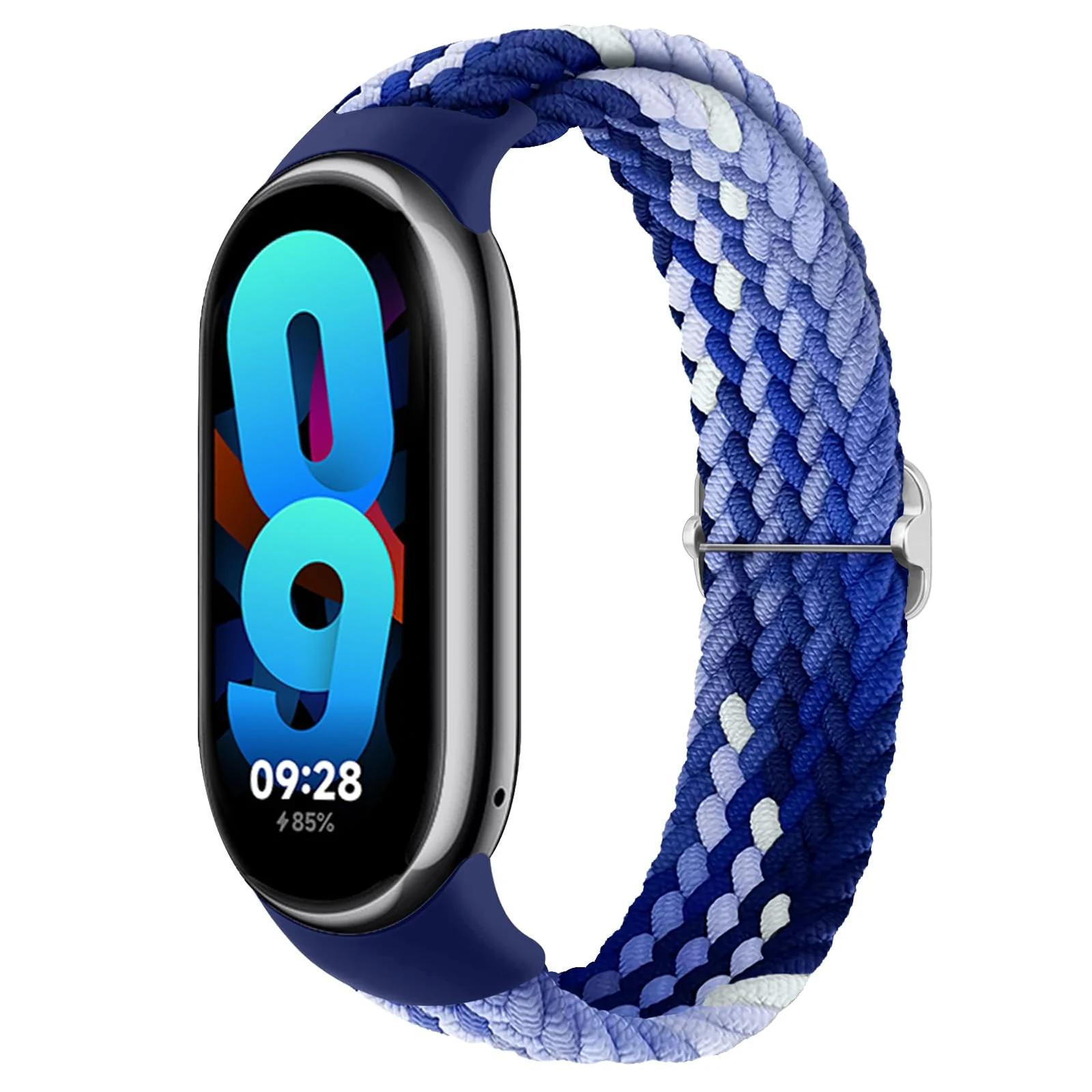 DL3 Mobilak Compatible with Xiaomi Mi Band 10/9/8 strap, Braided Solo Loop for Nylon Elastic Adjustable Replacement Wristband Compatible with Xiaomi Smart Band 8/9/10 - Colorful Blue
