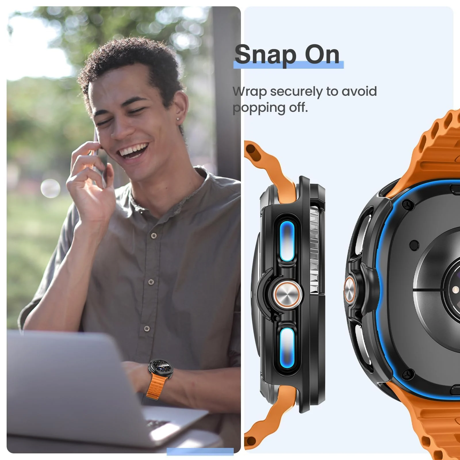DL3 MOBILAK Full-Coverage Watch Case with Tempered Glass for Samsung Galaxy Watch 8 Classic 46 mm, Black