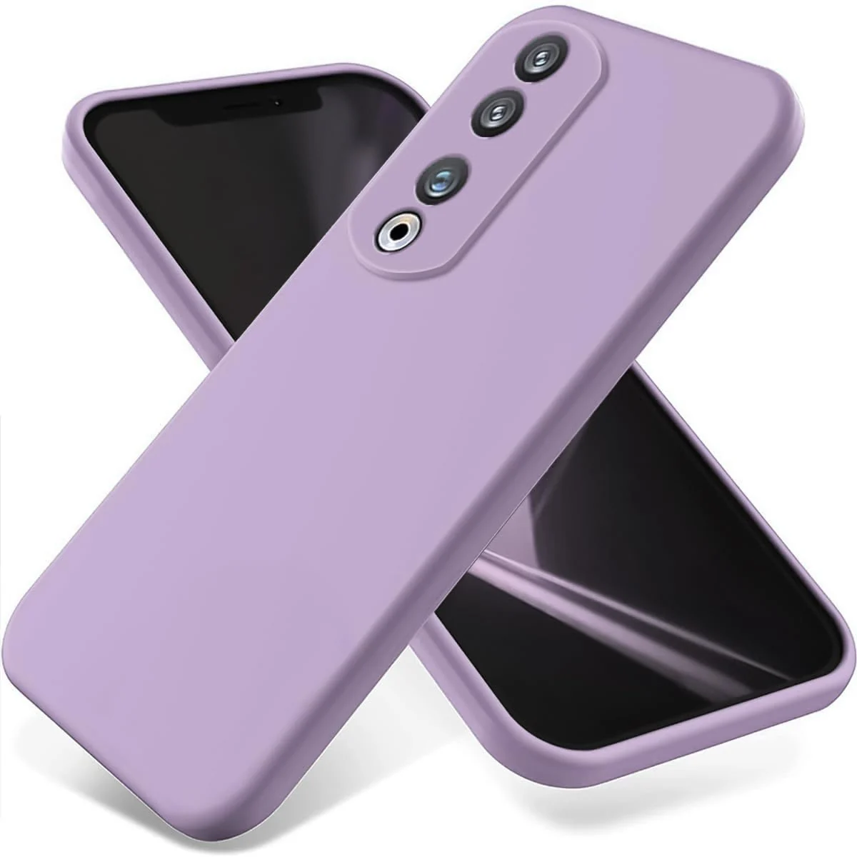DL3 Mobilak Soft Silicone Protective Case for Honor 70 with Microfiber Lining and Shockproof Design - Lavender