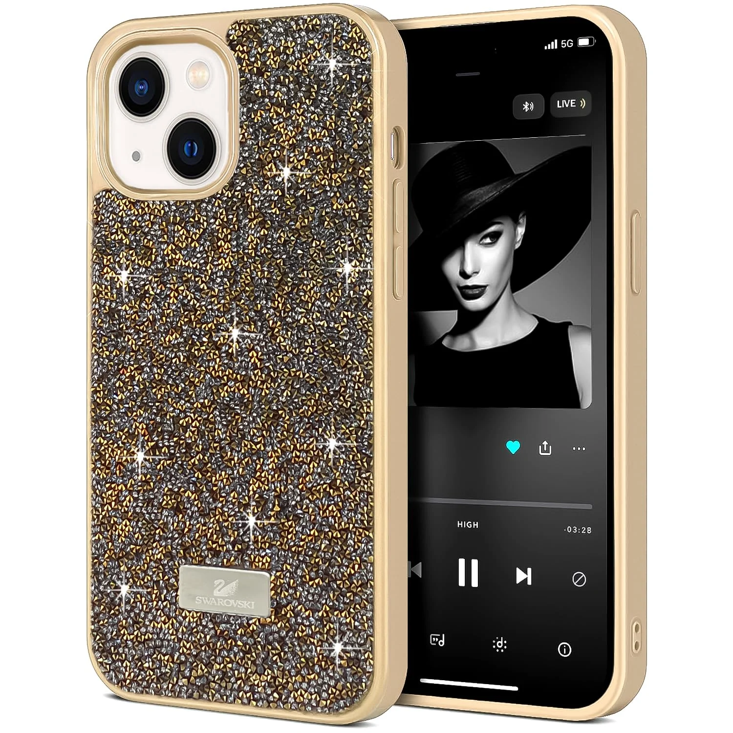 DL3 Mobilak Glitter Rhinestone Protective Case for iPhone 15+ Plus / iPhone 14 Plus 6.7 with Shockproof Design
