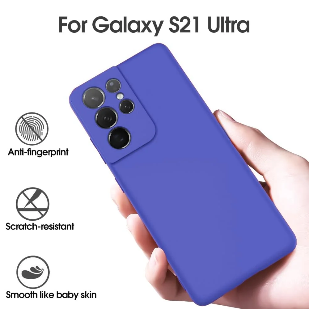 DL3 Mobilak Soft Silicone Protective Case for Samsung Galaxy S21 Ultra 5G with Microfiber Lining and Shockproof Design - Light Blue