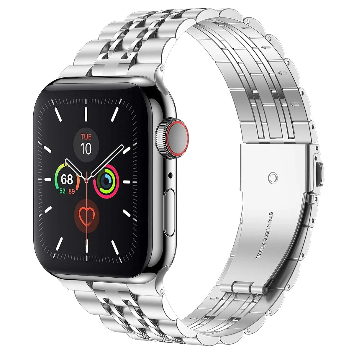 DL3 MOBILAK Band For Apple Watch Ultra Band 49mm 45mm 44mm 42mm 41mm 40mm 38mm, Metal Stainless Steel Strap for Apple Watch Series 8 Ultra 7 6 5 4 3 2 1 Se (42MM/44MM/45MM/49MM) - Silver