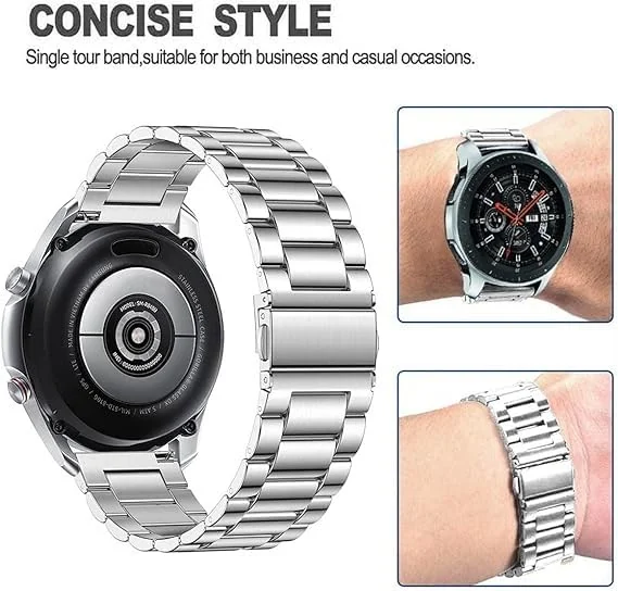 DL3 Mobilak Metal Band 20MM Strap for Samsung Gear Sport, Watch 4/5/5 Pro, S2 Classic, Active 2 40mm 44mm, Amazfit GTS 3/4/4 Mini, Bip 3/Pro/U, GTS 2 Mini/2e - Silver