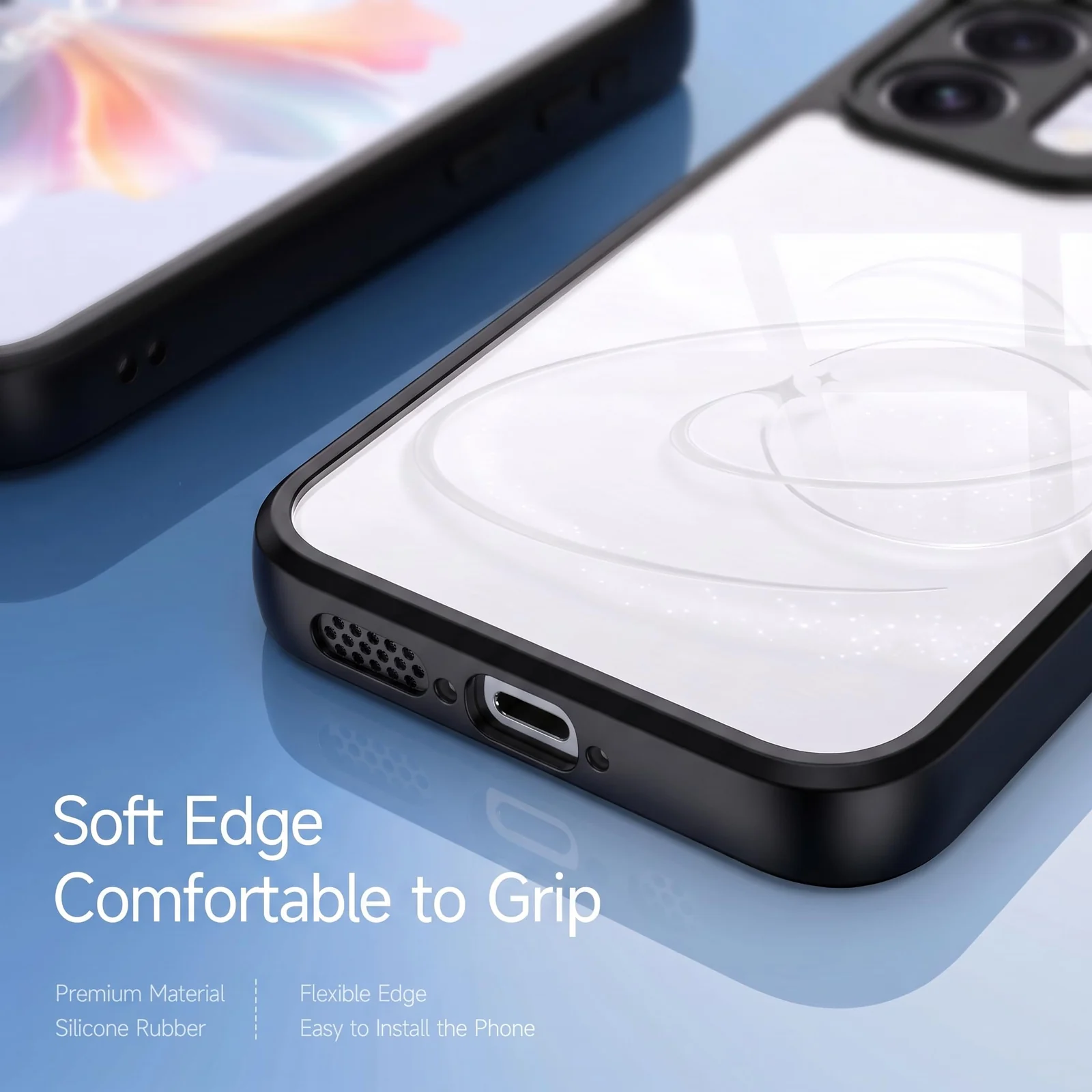 DL3 MOBILAK Clear Three-Layer Protective Phone Case for OPPO Reno 16 5G and Reno 16 Pro 5G - Black