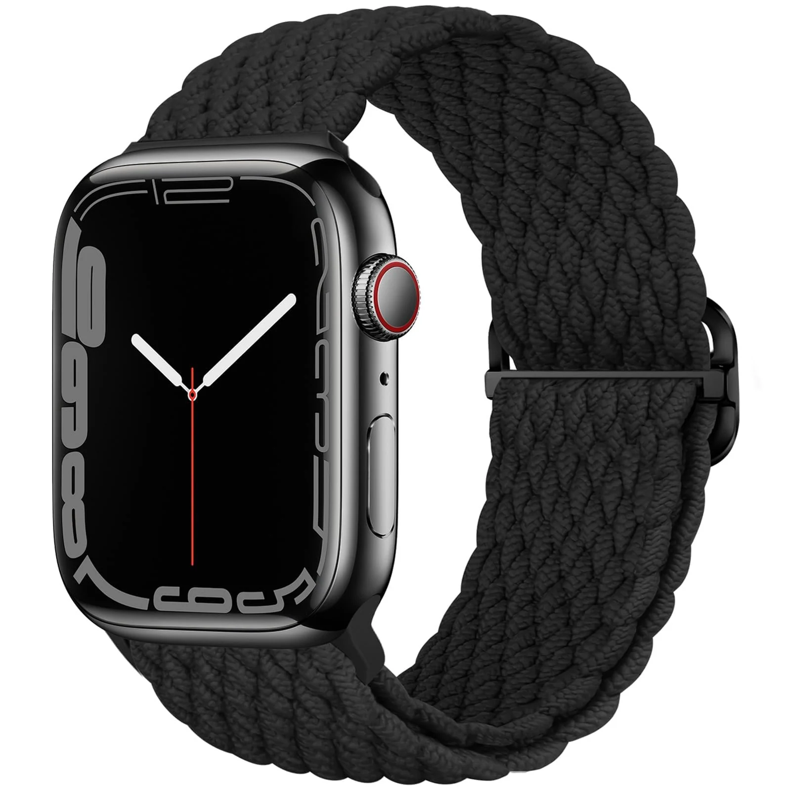 DL3 Mobilak Stretchy Nylon Solo Loop Strap For Apple Watch Band 40mm 41mm 38mm 42mm(Series 11 10) for Women Men, Sport Breathable Braided Wristband for iWatch Series 11 10 9 8 7 6 5 4 SE - Black