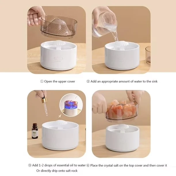DL3 Mobilak Ultrasonic Salt Stone Aromatherapy Diffuser, 200ML Cool Mist Humidifier Essential Oil Diffuser Aroma Oils Diffuser Humidifier with Colorful Light for Office / Living Room / - White