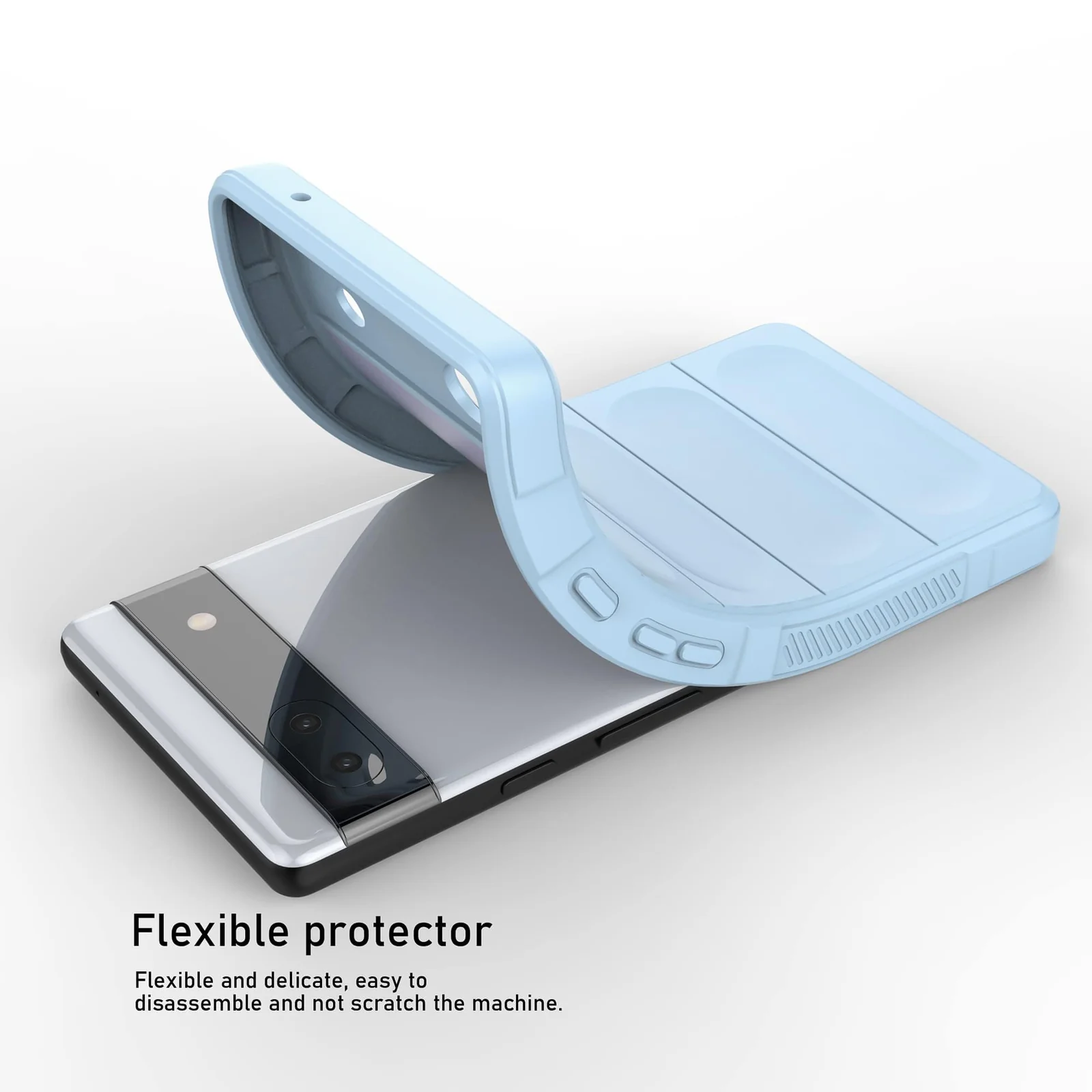 DL3 Mobilak Soft Silicone Protective Case for Google Pixel 6A with Camera Protection and Shockproof Design - Baby Blue