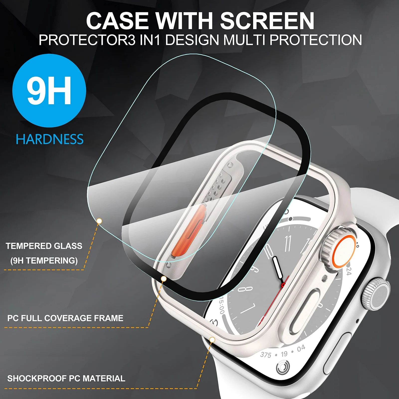 DL3 Mobilak for Apple Watch 44mm Screen Protector Case, [Looks Like Ultra Protector Case] Built-in Tempered Glass Screen Unique Design Case Cover for iWatch 44mm Series 6/5/4/SE2/SE - Starlight