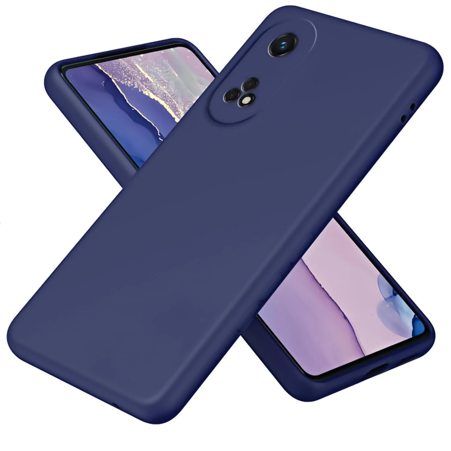 DL3 Mobilak Soft Silicone Protective Case for OPPO Reno 8T 4G with Microfiber Lining and Shockproof Design - Blue 2