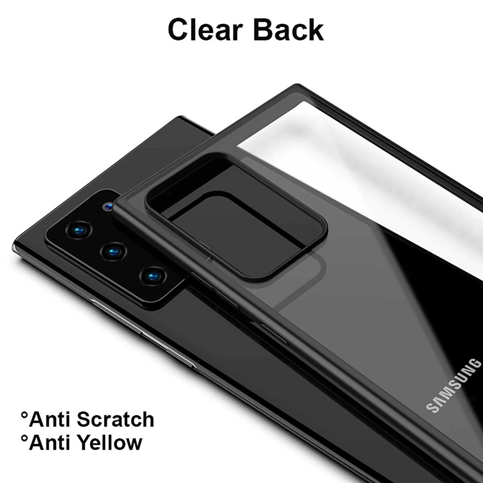 DL3 Mobilak Clear PC and TPU Protective Case for Samsung Galaxy Note 20 Ultra with Shockproof Design and Anti-Yellowing Design - Black