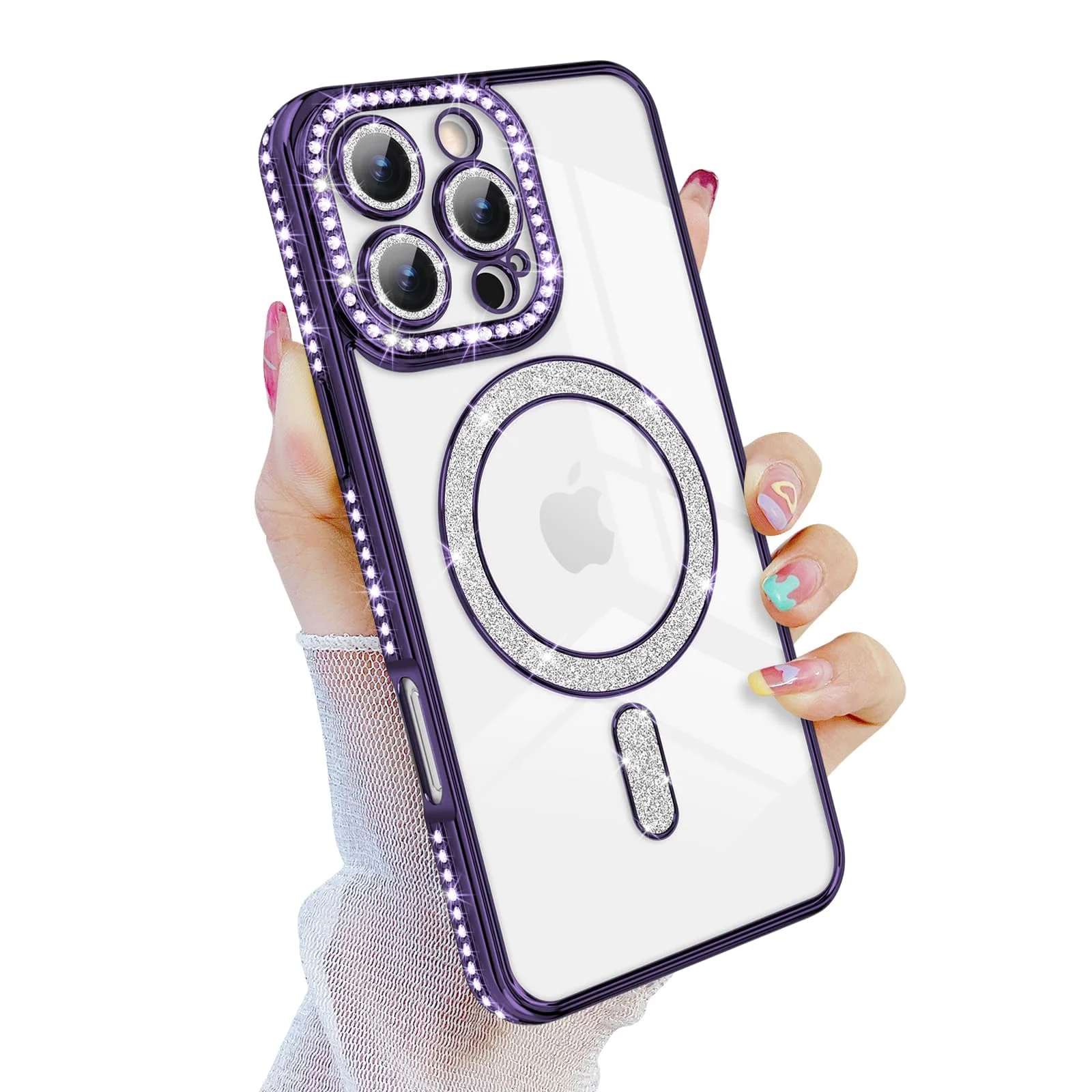 DL3 Mobilak MagSafe-Compatible Magnetic Case for iPhone 16 Pro Max with Camera Protection and Magnetic Car-Mount Support - Purple