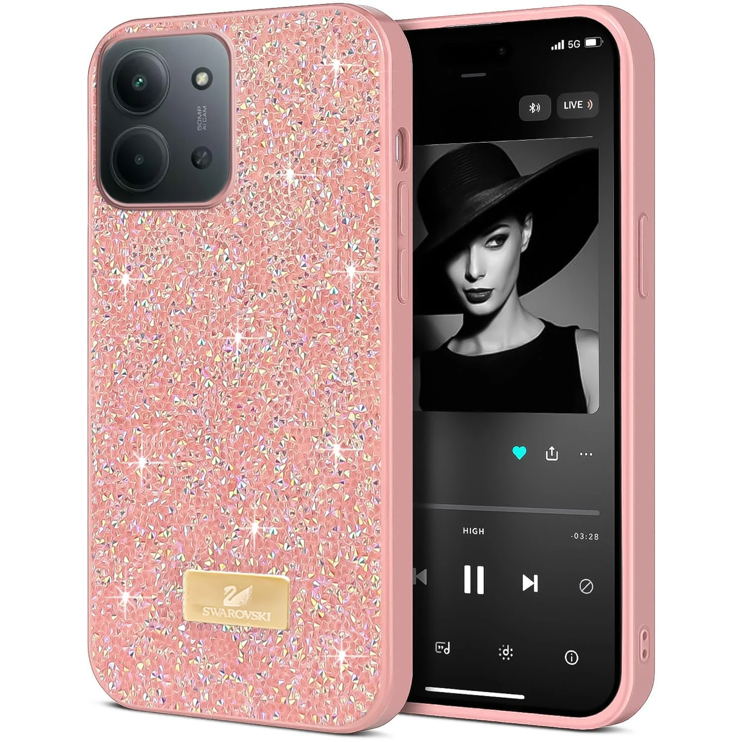 5.5 — DL3 Mobilak Case for Xiaomi Redmi 15C 4G/5G Glitter, Sparkle Diamond Crystal Bling Case with Bling, Ultra Thin Lightweight Full Body Shockproof Anti-Scratch Protective Cover