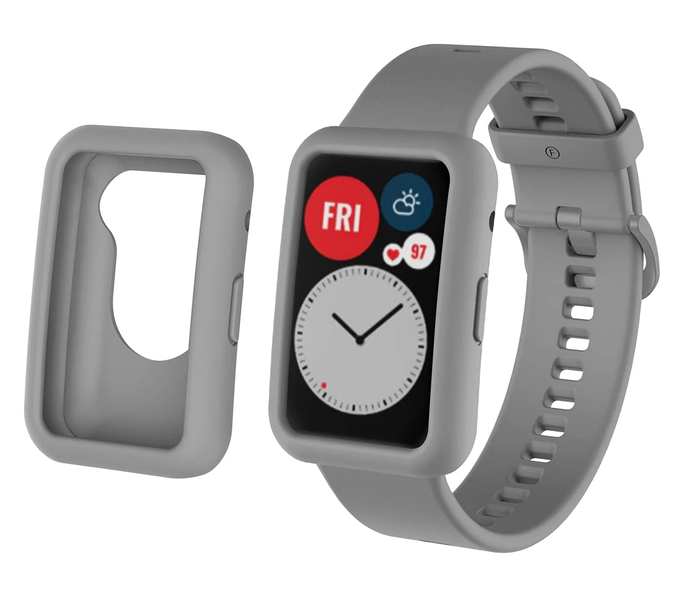 DL3 MOBILAK Bands Replacement and case for Huawei Watch Fit, Band for Women Men,Silicone Quick Release Soft Rubber Replacement Watch Band - Grey
