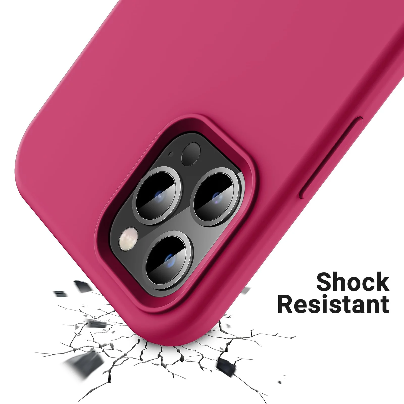 DL3 Mobilak Liquid Silicone Case for iPhone 15 Pro Max, Supports wireless charging, Shock-absorbing protection, Scratch-resistant surface - Rose Red