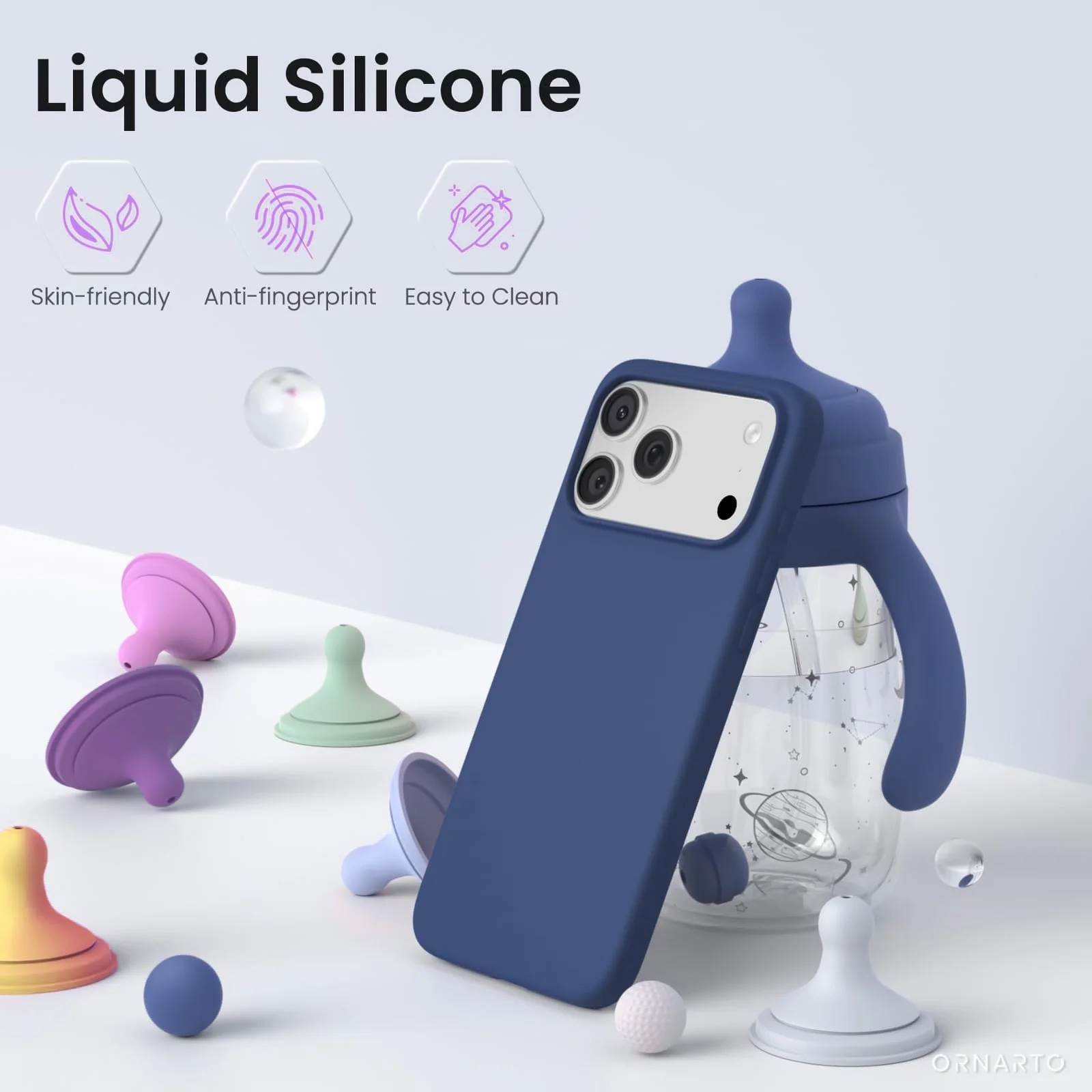 DL3 Mobilak Liquid Silicone Case for iPhone 17 Pro Max 6.9-Inch, Supports wireless charging, Shock-absorbing protection, Scratch-resistant surface - Blue 2