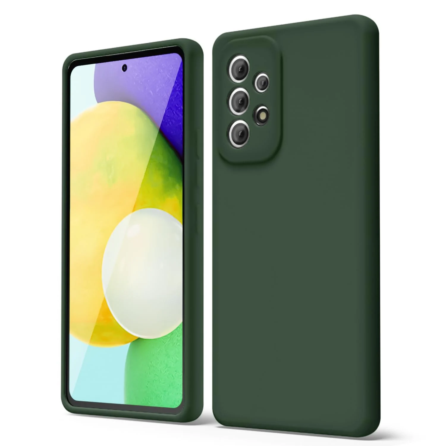 DL3 Mobilak Soft Silicone Protective Case for Samsung Galaxy A52 / A52S with Microfiber Lining and Shockproof Design - Green