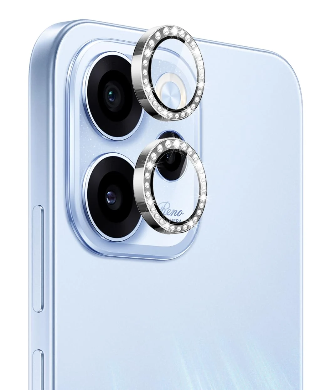 DL3 Mobilak Camera Lens Protector for OPPO Reno 15F / OPPO Reno15 FS Accessories, 9H Tempered Glass Metal Individual Ring Camera Cover Screen Protector, Case Friendly, Anti Scratch - Diamond Silver