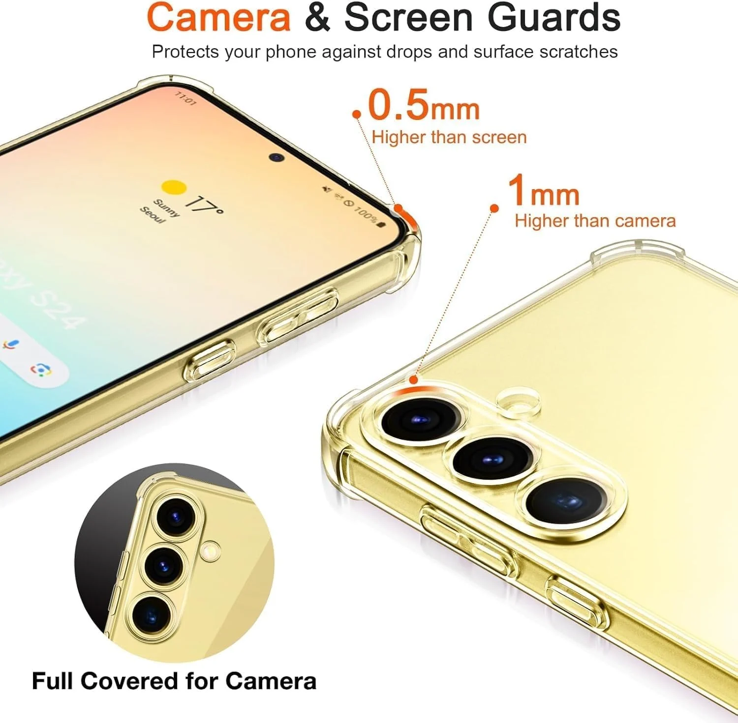 DL3 MOBILAK Case Compatible with Samsung Galaxy S25 Plus, Cover SiliconeTransparent TPU Gorilla Anti-shock Protector Camera Shockproof Corners - Clear