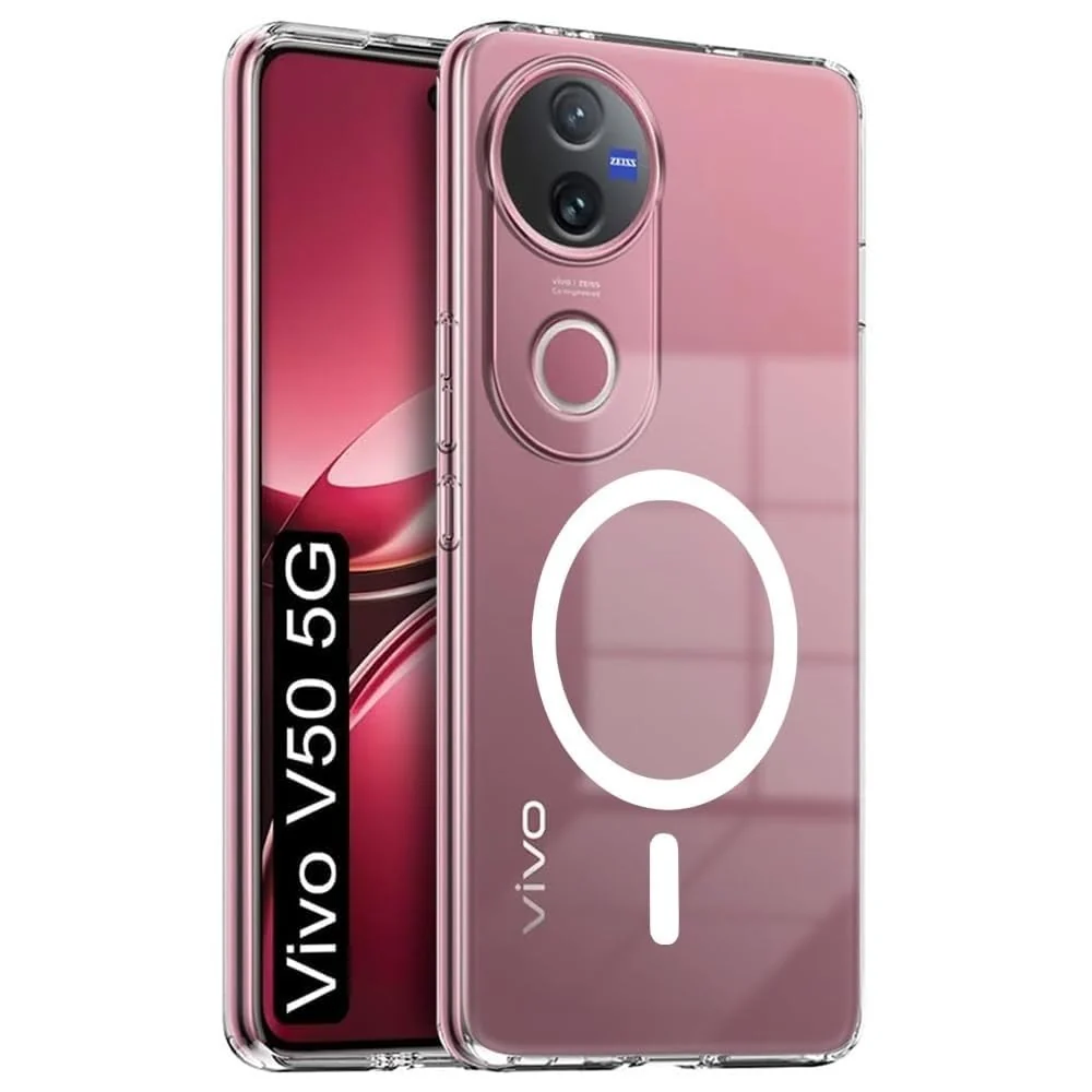 DL3 Mobilak for vivo V50 Case [Compatible with MagSafe] [Strong Magnet] [Non-Yellowing] Magnetic Slim Thin Bumper Phone Cover, Lightweight, and Durable - Clear