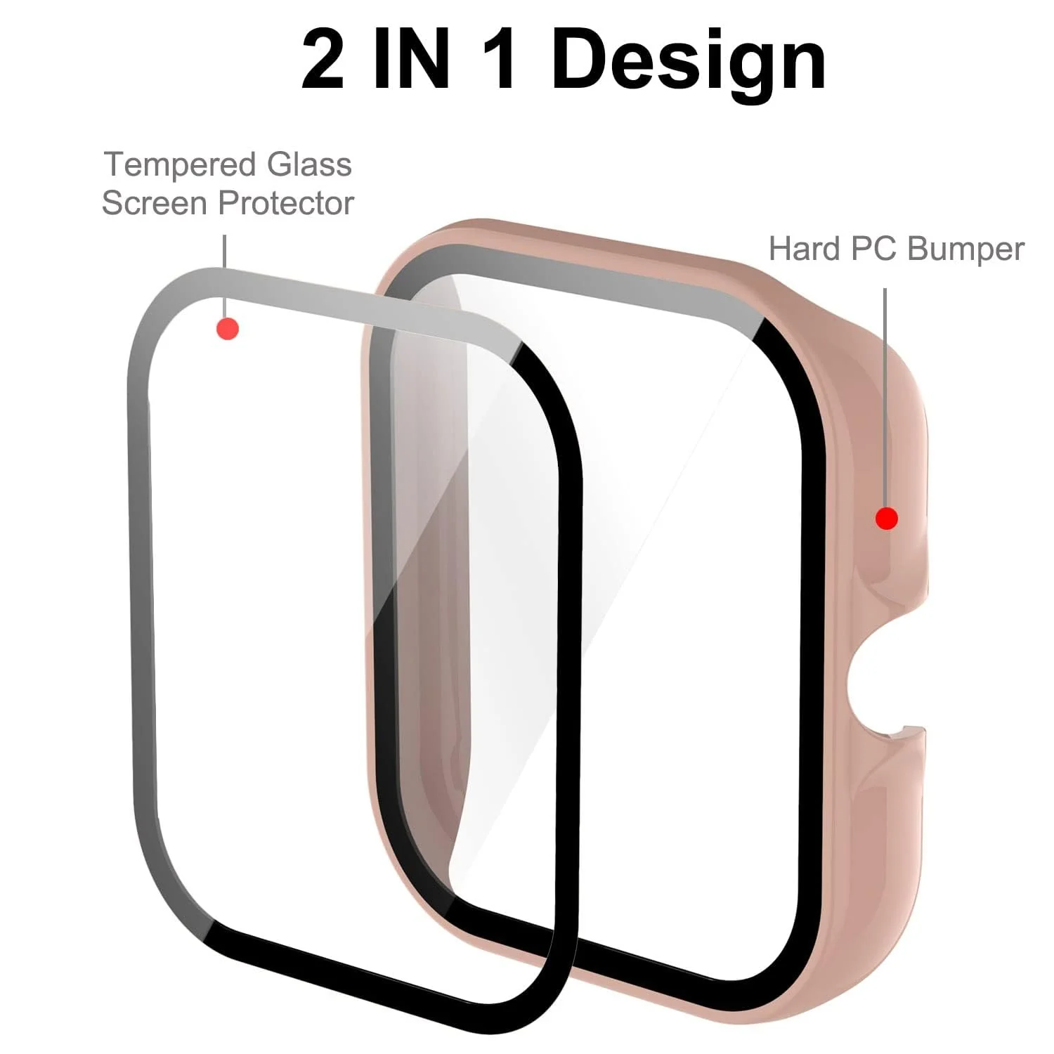DL3 Mobilak Protective Case For Amazfit GTS 3, 9H Hardness PC Case Bumper Full Slim Protective Cover with Built-in Tempered Glass Screen Protector For Amazfit GTS3 - Pink